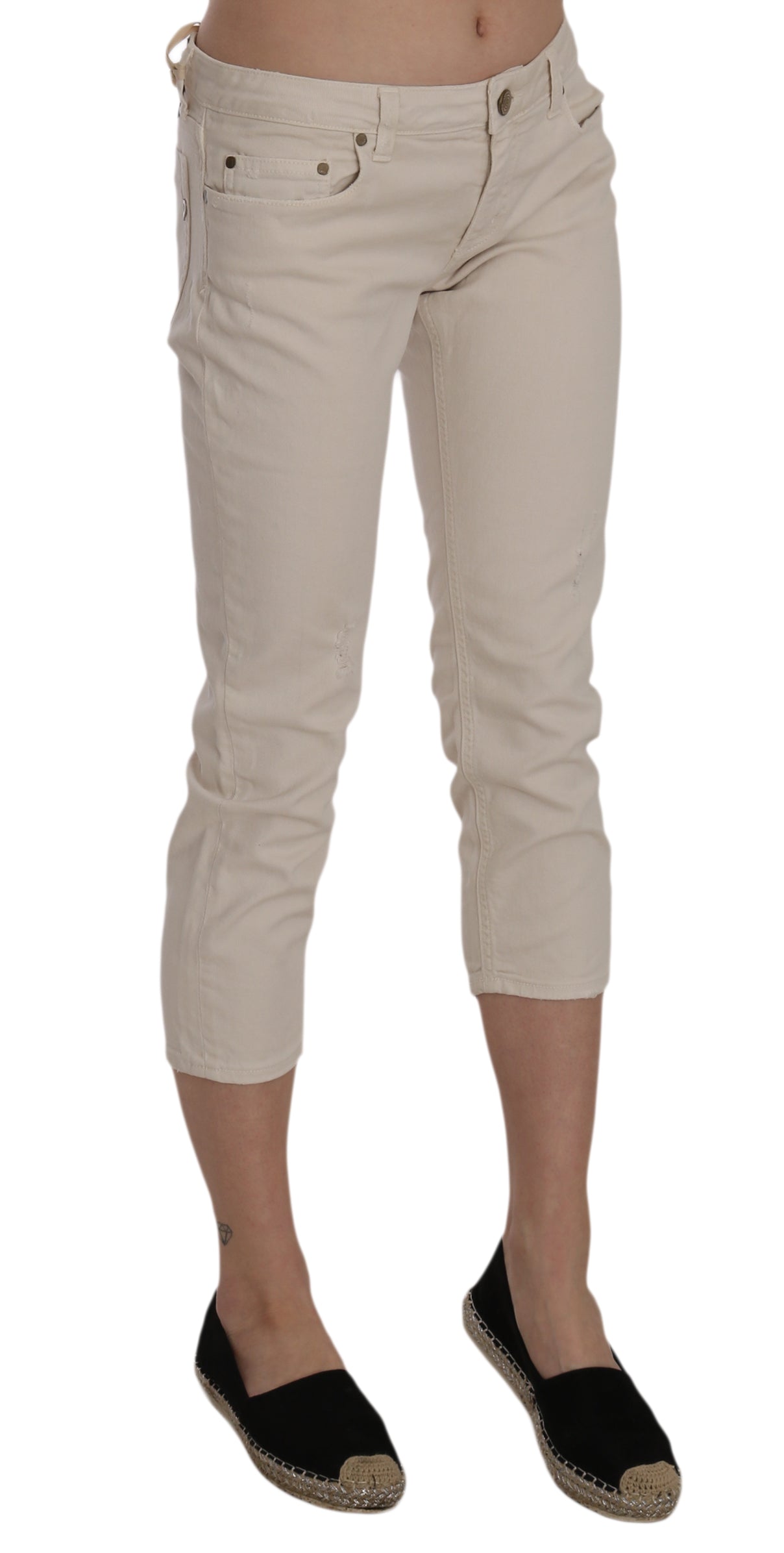 Dondup Beige Low Waist Skinny Cropped Capri Pants