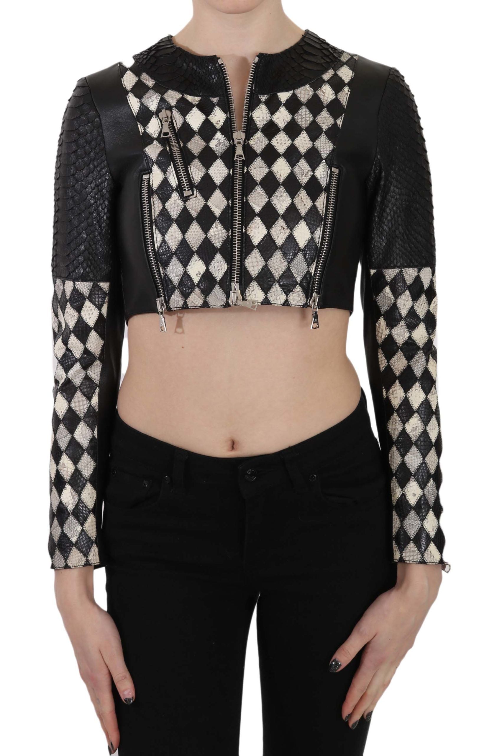 Cropped δερμάτινο μπουφάν εμπνευσμένο από το John Richmond Chic Biker