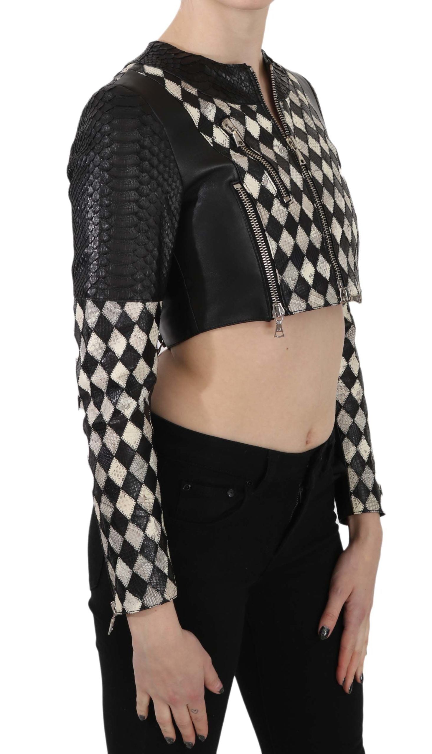 Cropped δερμάτινο μπουφάν εμπνευσμένο από το John Richmond Chic Biker