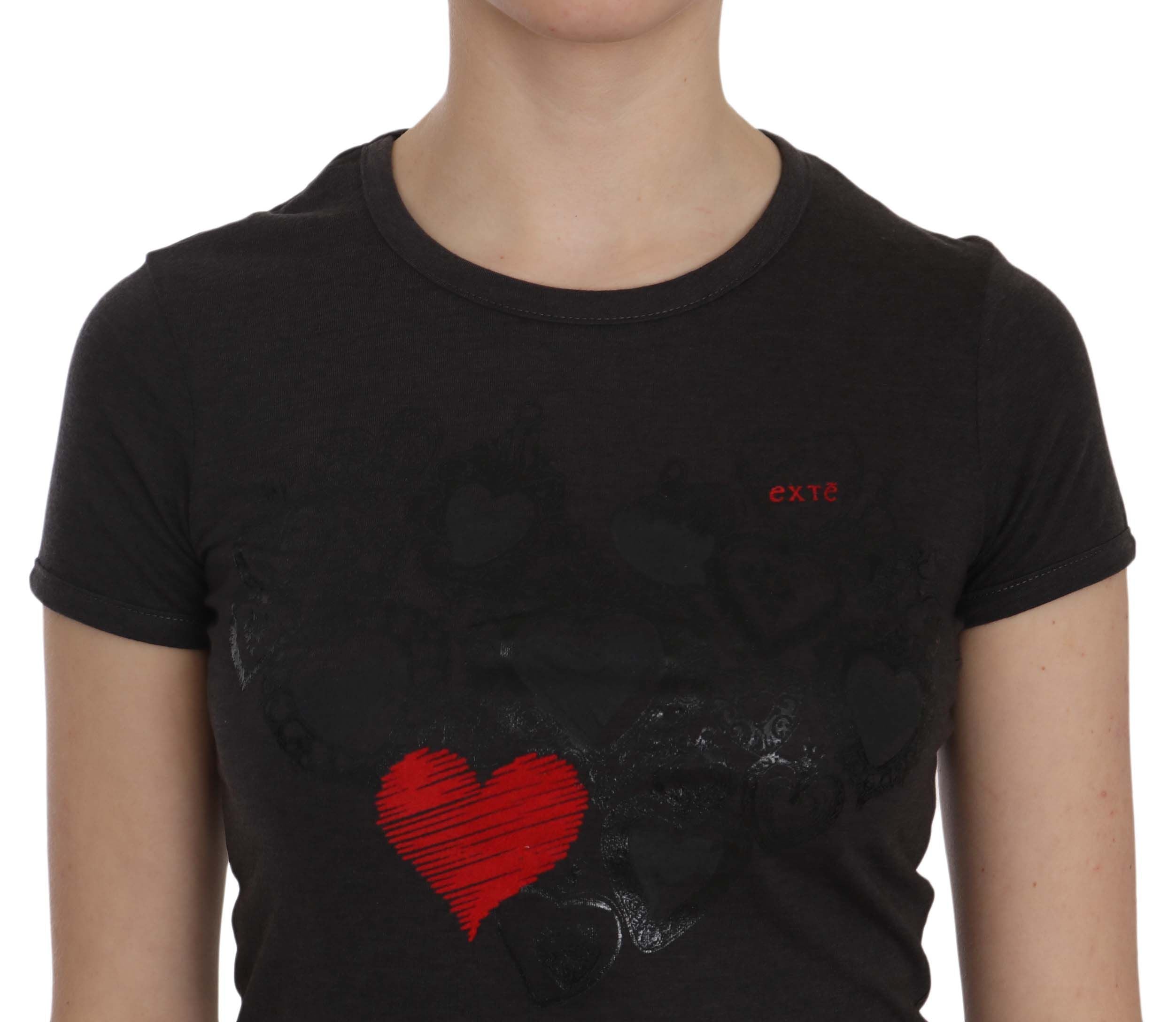 Exte Black Hearts Print Crew Neck Μπλούζα