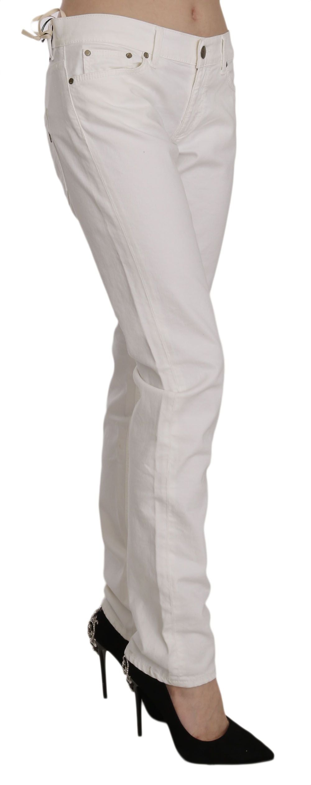 Παντελόνι Dondup Chic White Skinny Cotton Blend Pants