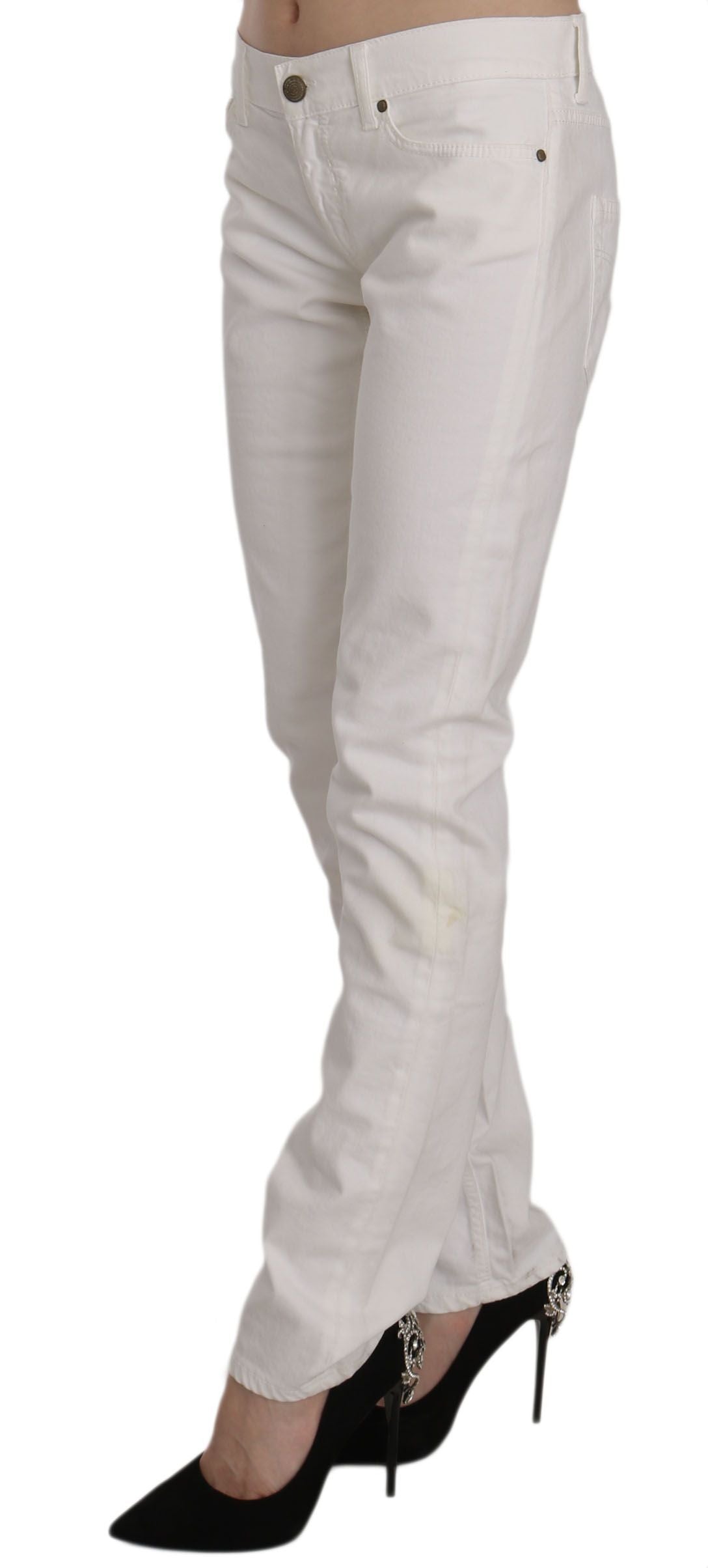 Παντελόνι Dondup Chic White Skinny Cotton Blend Pants