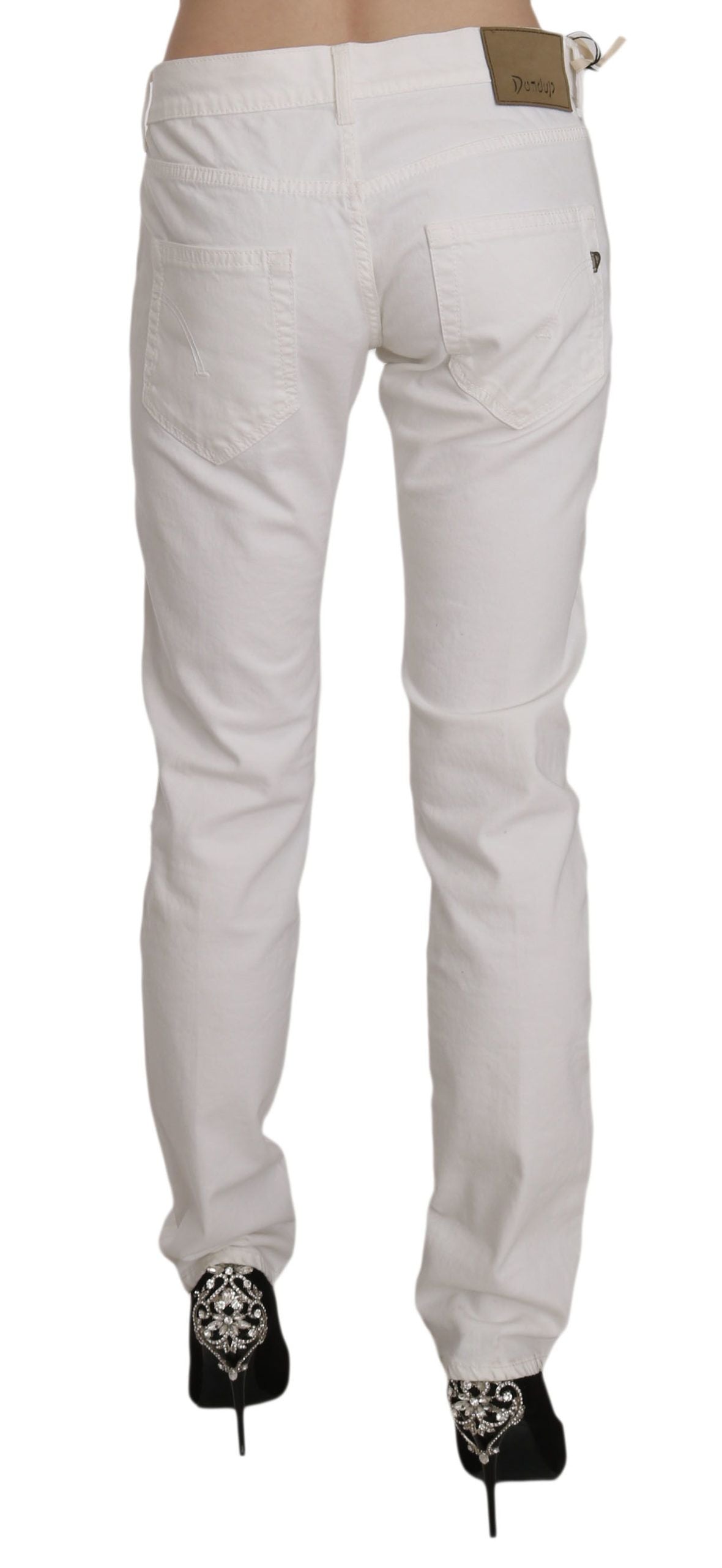 Παντελόνι Dondup Chic White Skinny Cotton Blend Pants