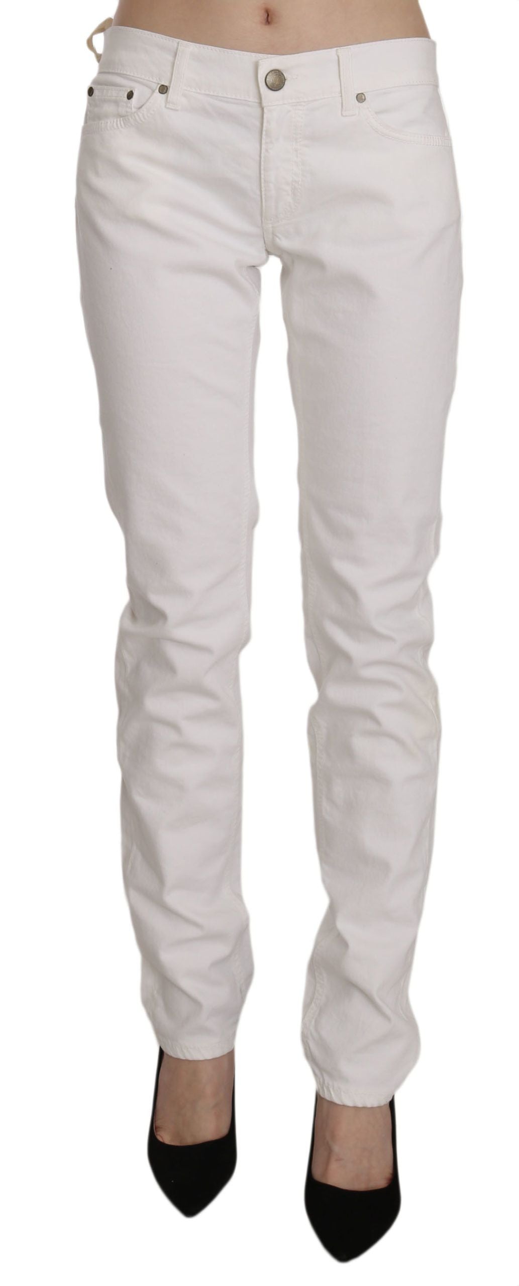 Παντελόνι Dondup Chic White Skinny Cotton Blend Pants