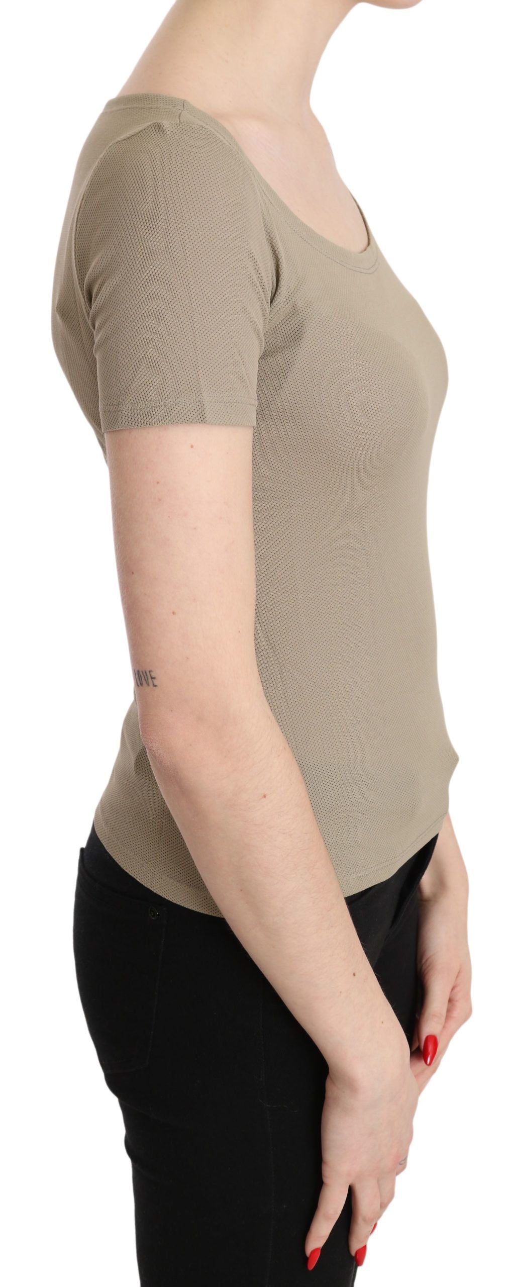 GF Ferre Chic Grey Nylon Tank Top με ντιζάιν φλερτ