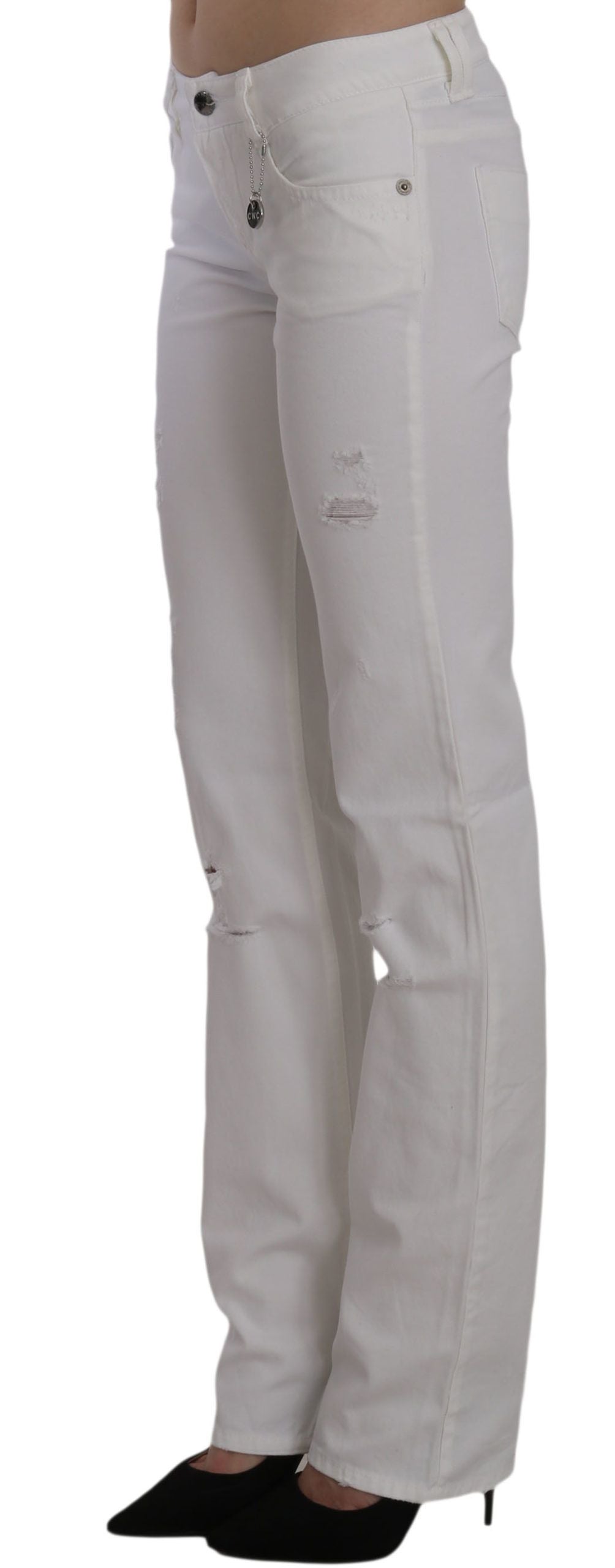 Στολή National Chic White Slim Fit Cotton Jeans