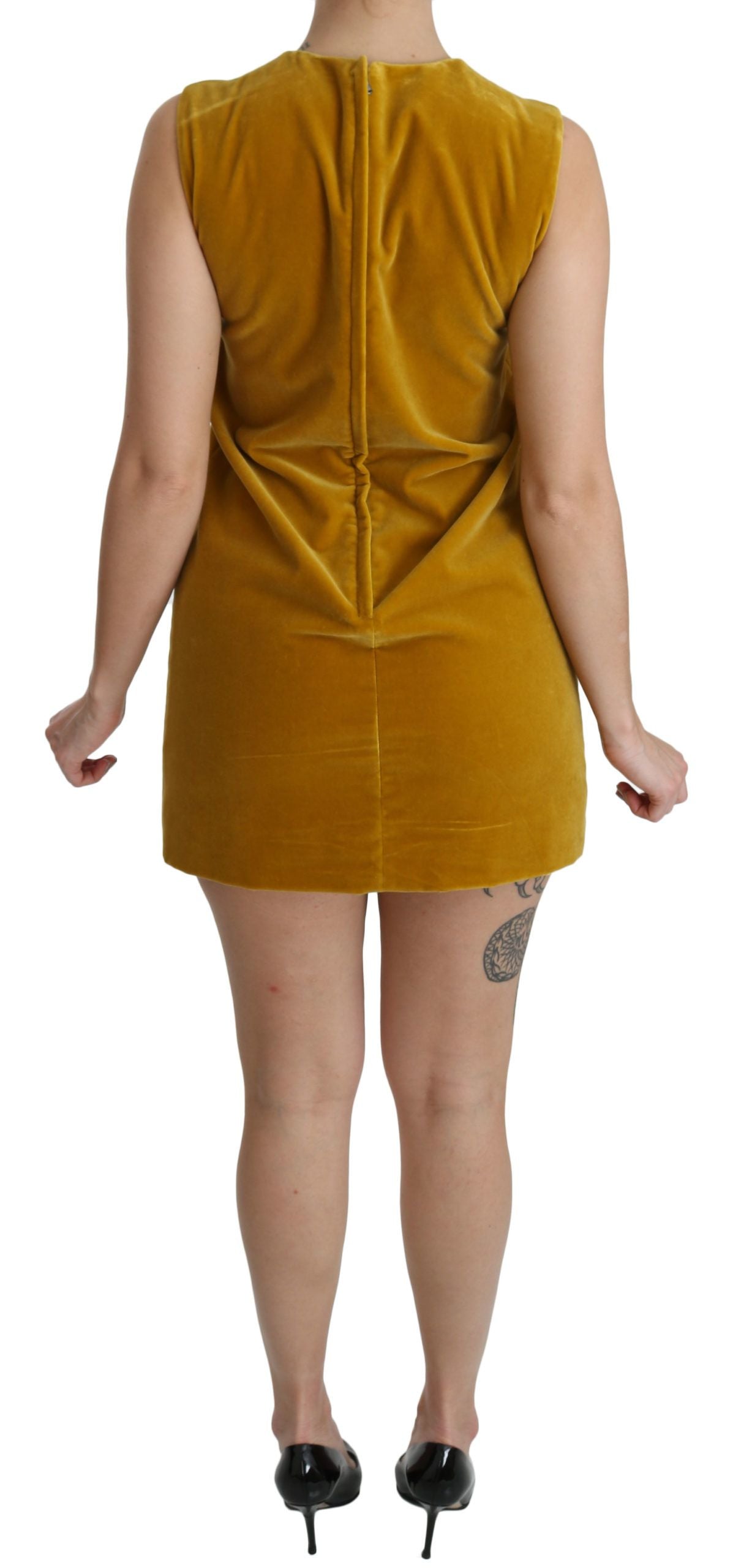 Μίνι φόρεμα Dolce &amp; Gabbana Mustard Velvet Shift