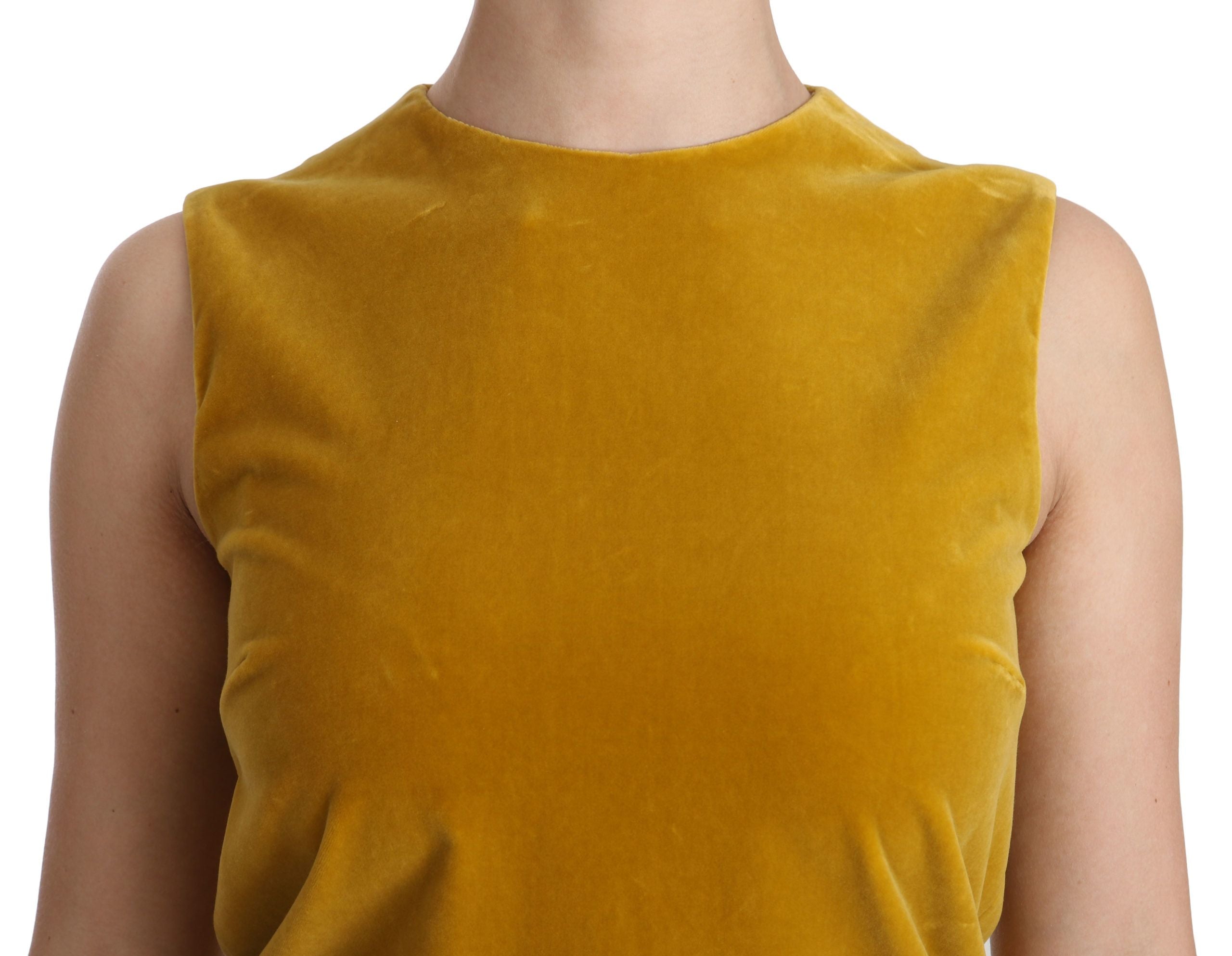 Μίνι φόρεμα Dolce &amp; Gabbana Mustard Velvet Shift