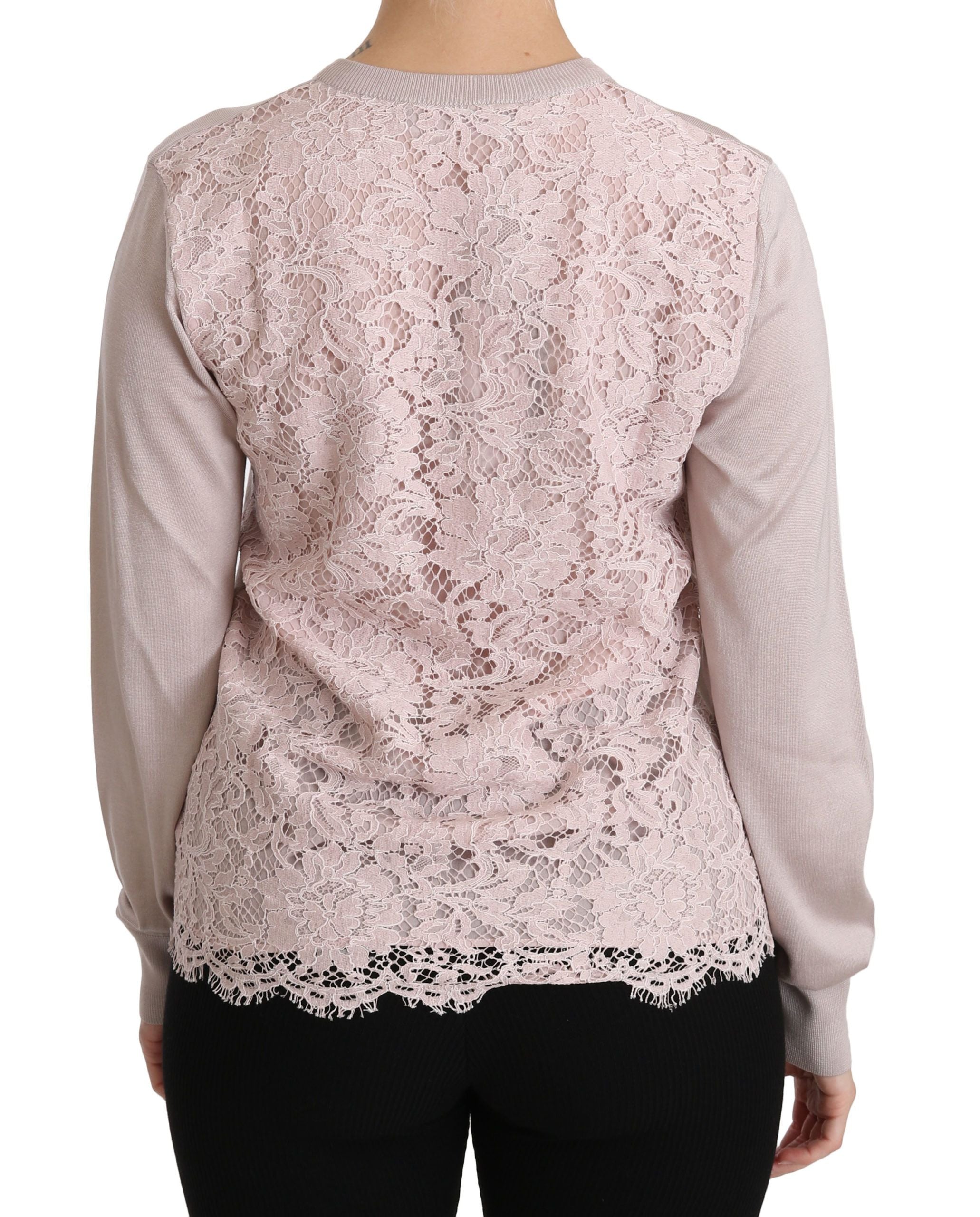 Ζακέτα Dolce &amp; Gabbana Silk Blend Pink Crew Neck Cardigan