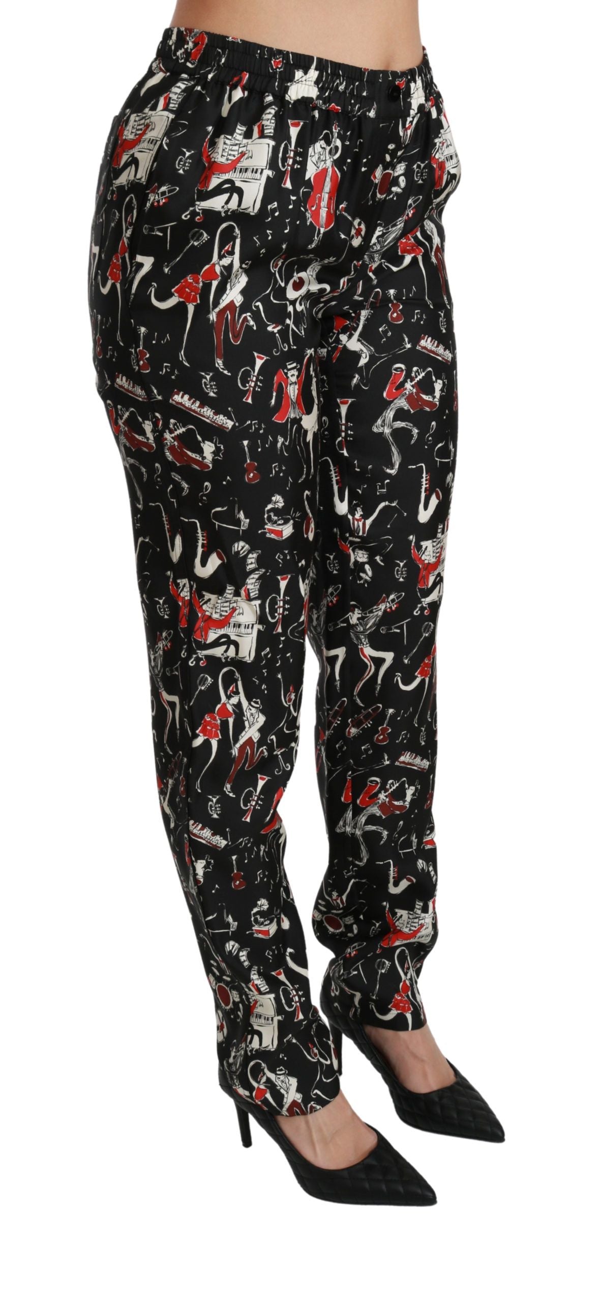 Dolce & Gabbana Sleek Silk Slim-Fit Mid-Waist Pants