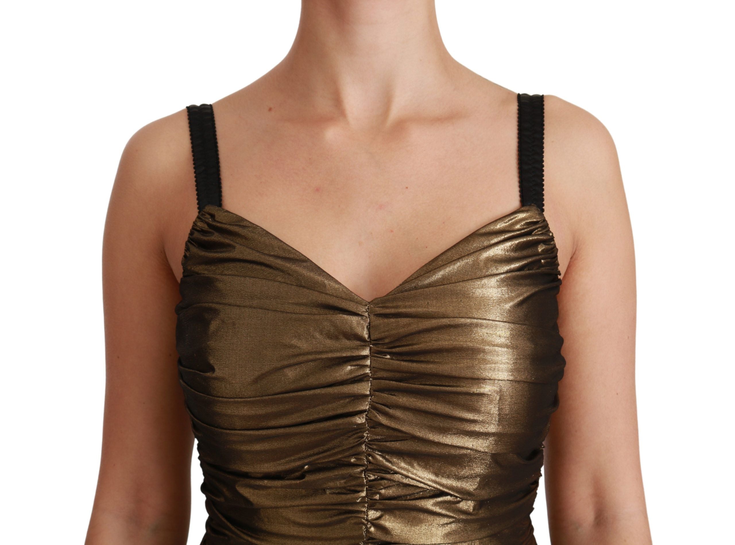 Φόρεμα Dolce &amp; Gabbana Gold Stretch Lame Ruched