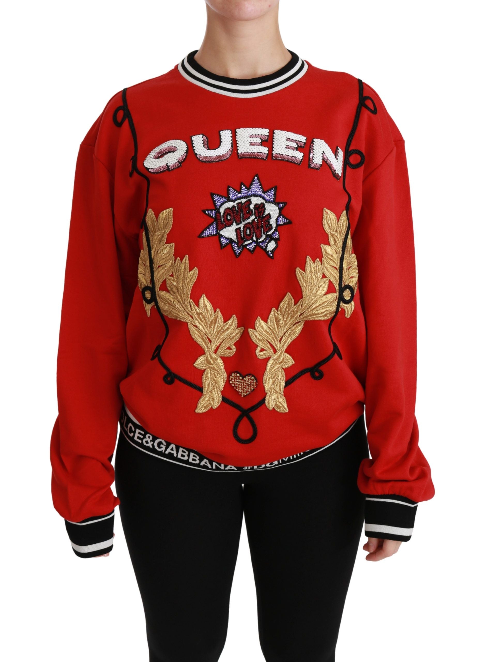 Πουλόβερ Dolce &amp; Gabbana Radiant Red Sequined Crew Neck