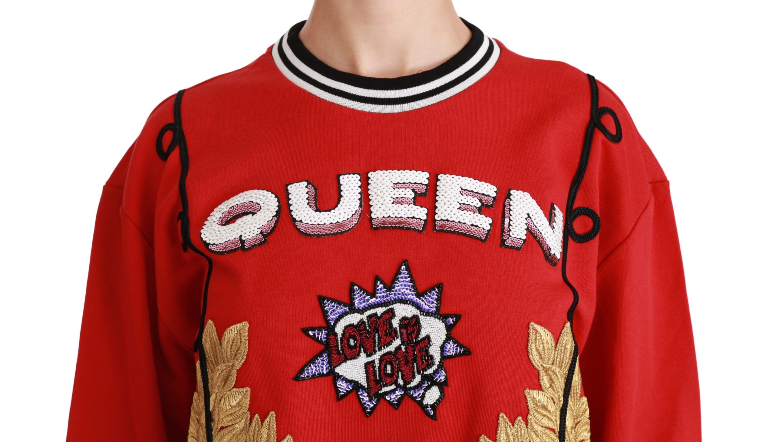 Πουλόβερ Dolce &amp; Gabbana Radiant Red Sequined Crew Neck