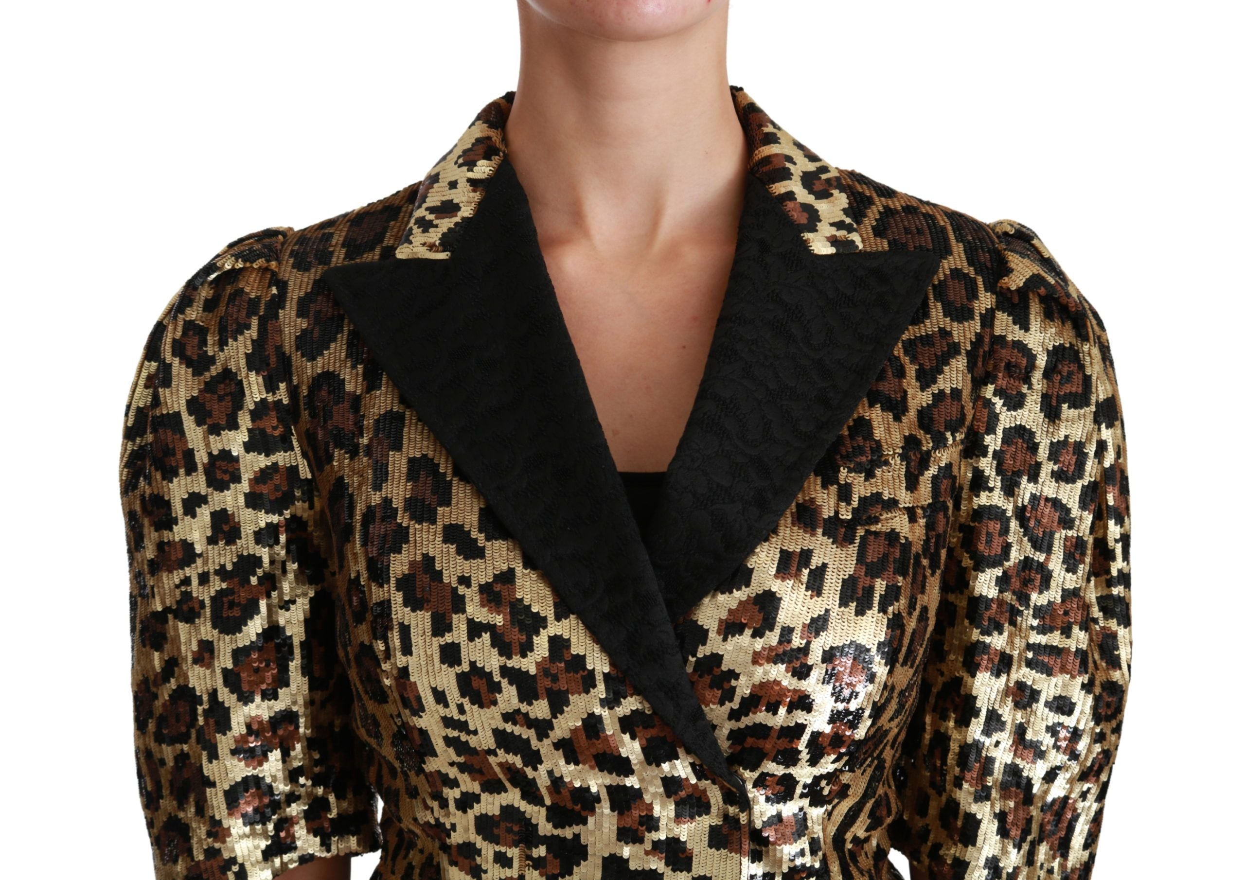 Σακάκι με κοντό μανίκι Dolce &amp; Gabbana Gold Leopard Print