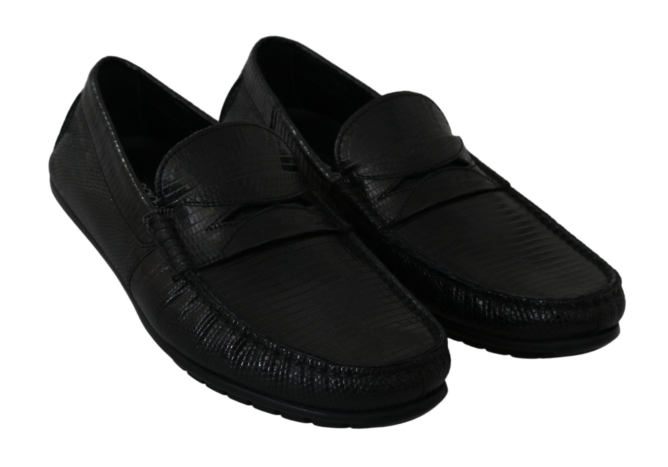 Dolce &amp; Gabbana Exquisite Black Lizard Leather Loafers