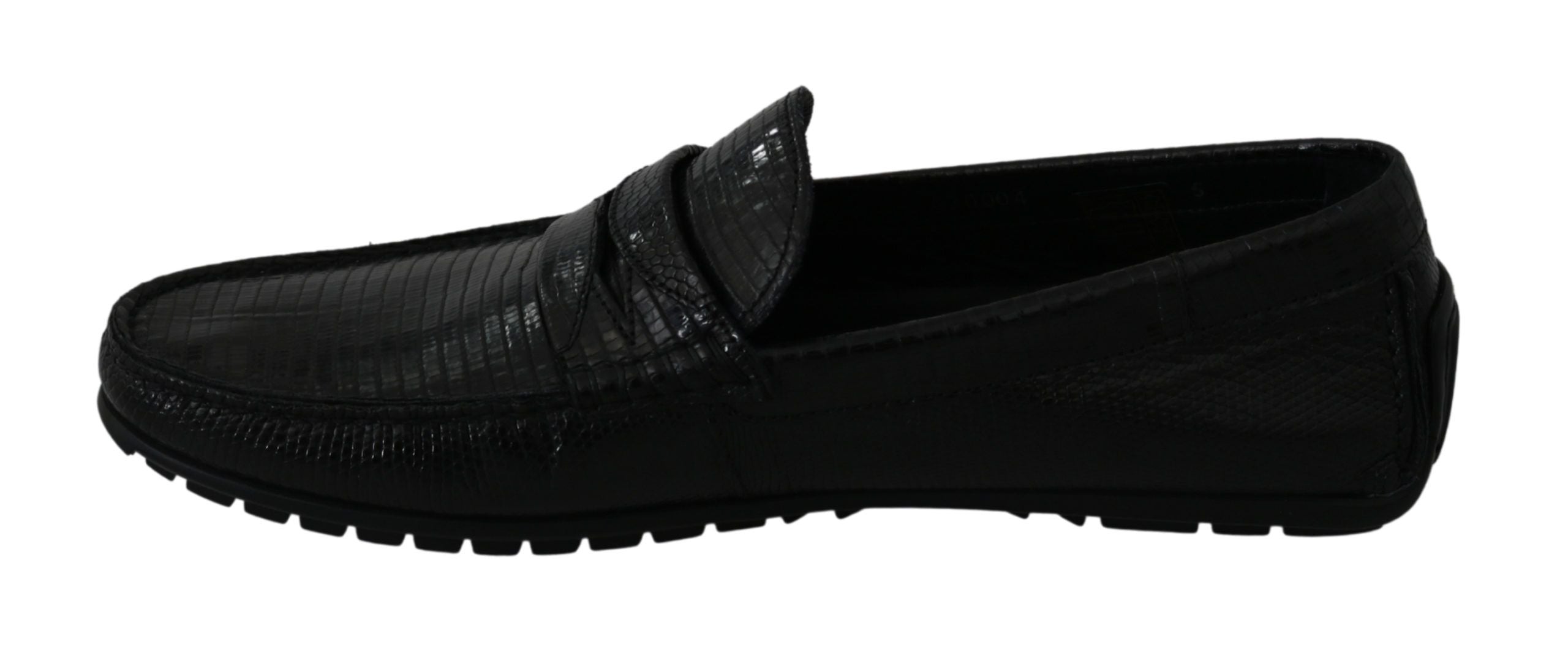 Dolce &amp; Gabbana Exquisite Black Lizard Leather Loafers