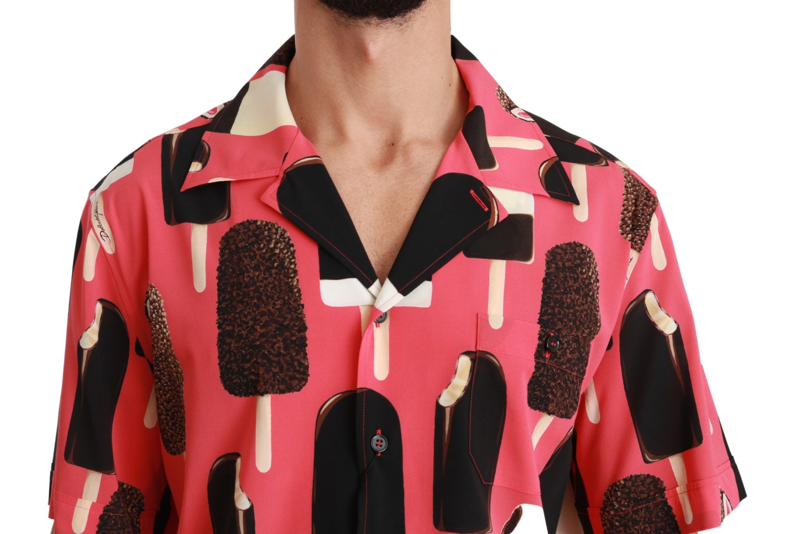 Dolce & Gabbana Elegant Silk Blend Ice-Cream Print Shirt