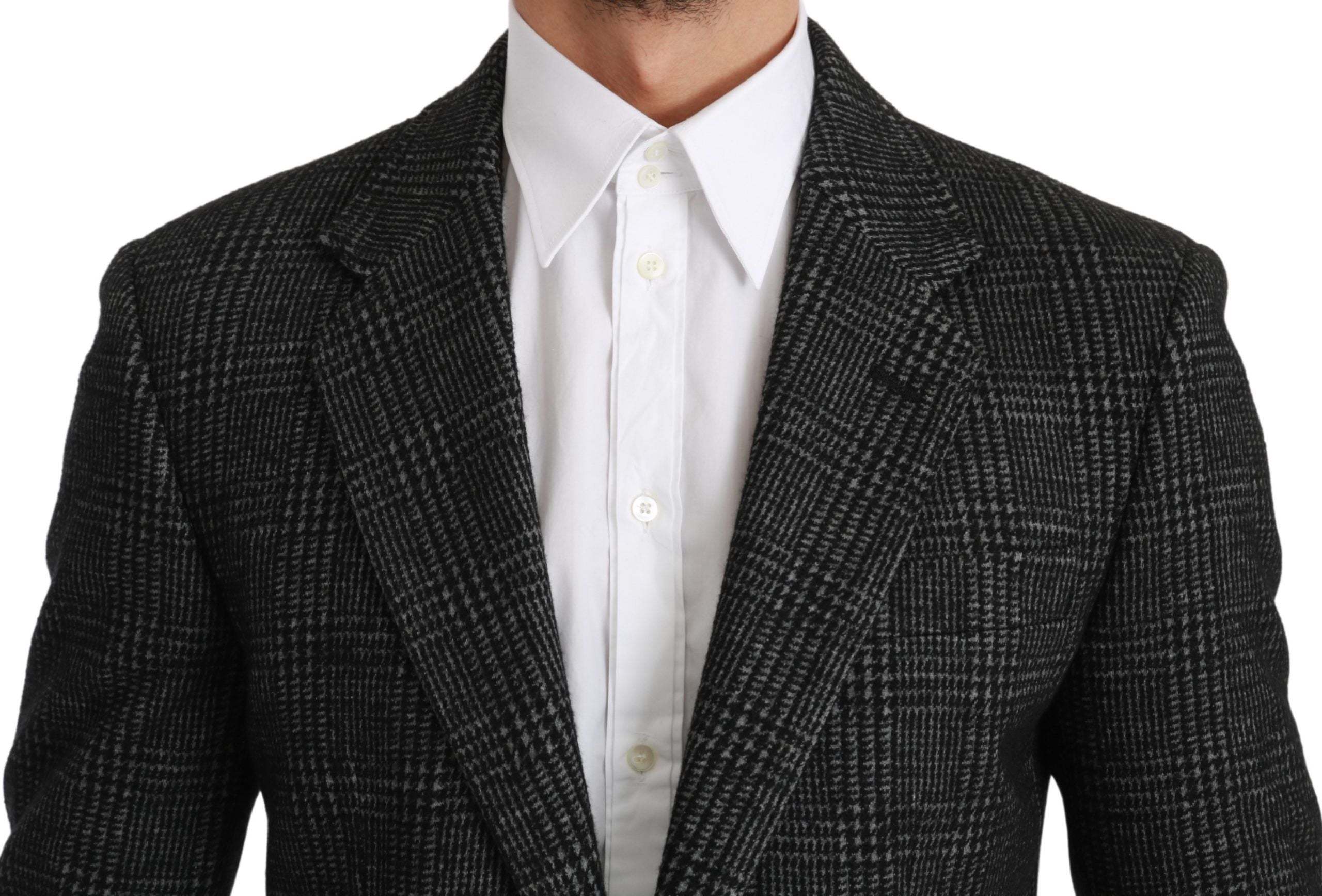 Dolce &amp; Gabbana Elegant Grey Plaid Slim Fit Blazer