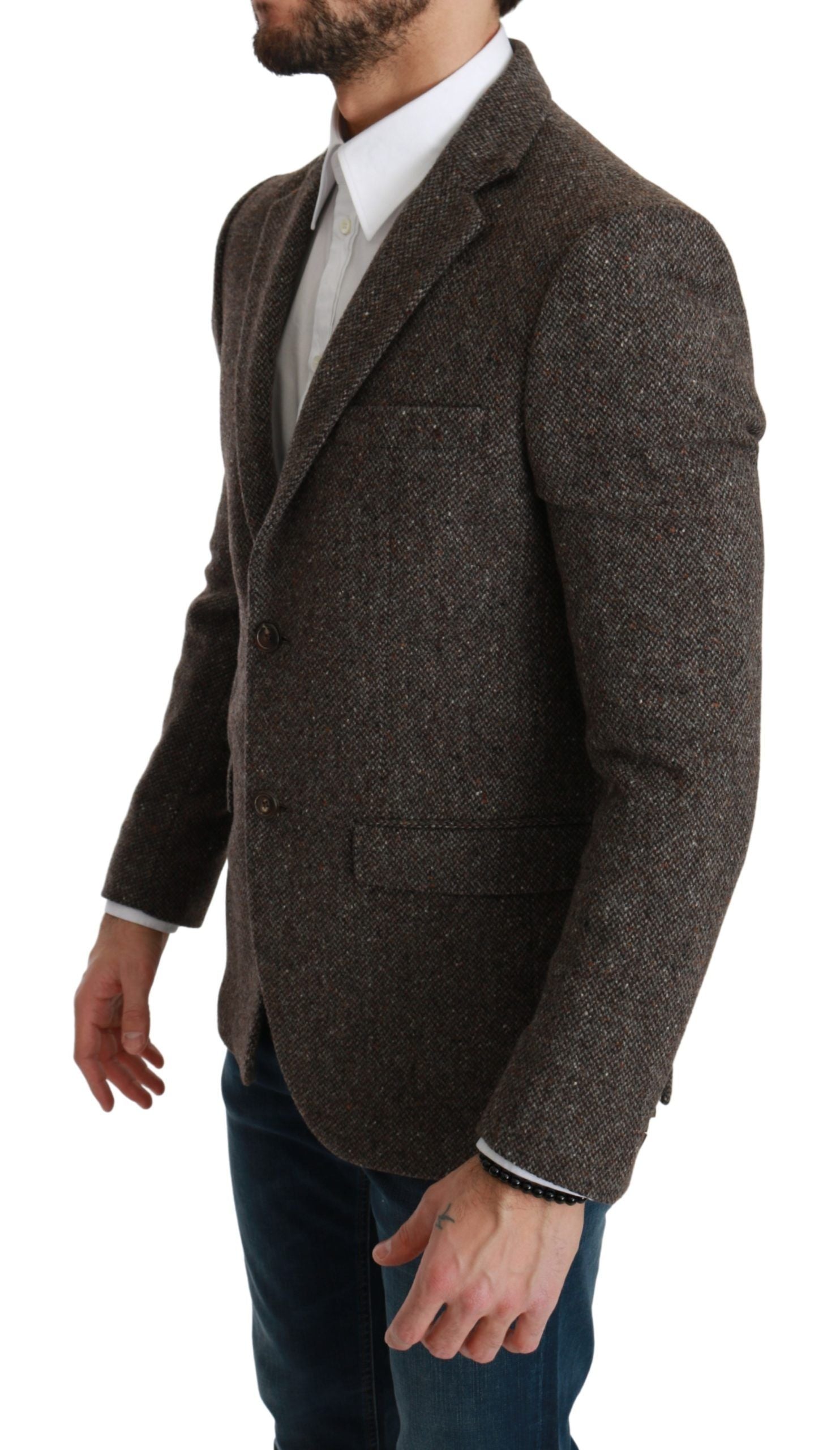 Dolce &amp; Gabbana Elegant Brown Slim Fit Wool Blazer Blend Blazer