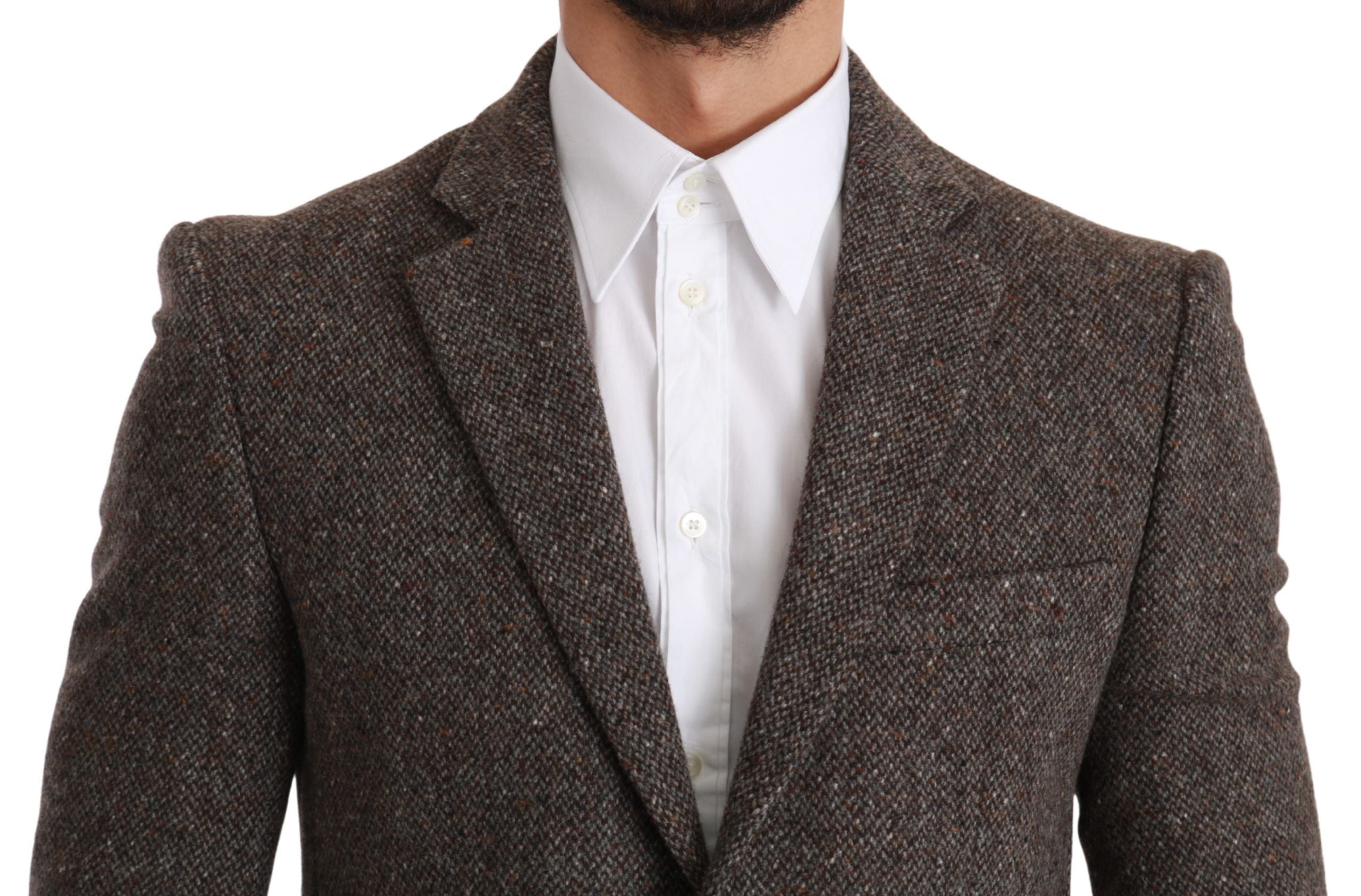 Dolce &amp; Gabbana Elegant Brown Slim Fit Wool Blazer Blend Blazer