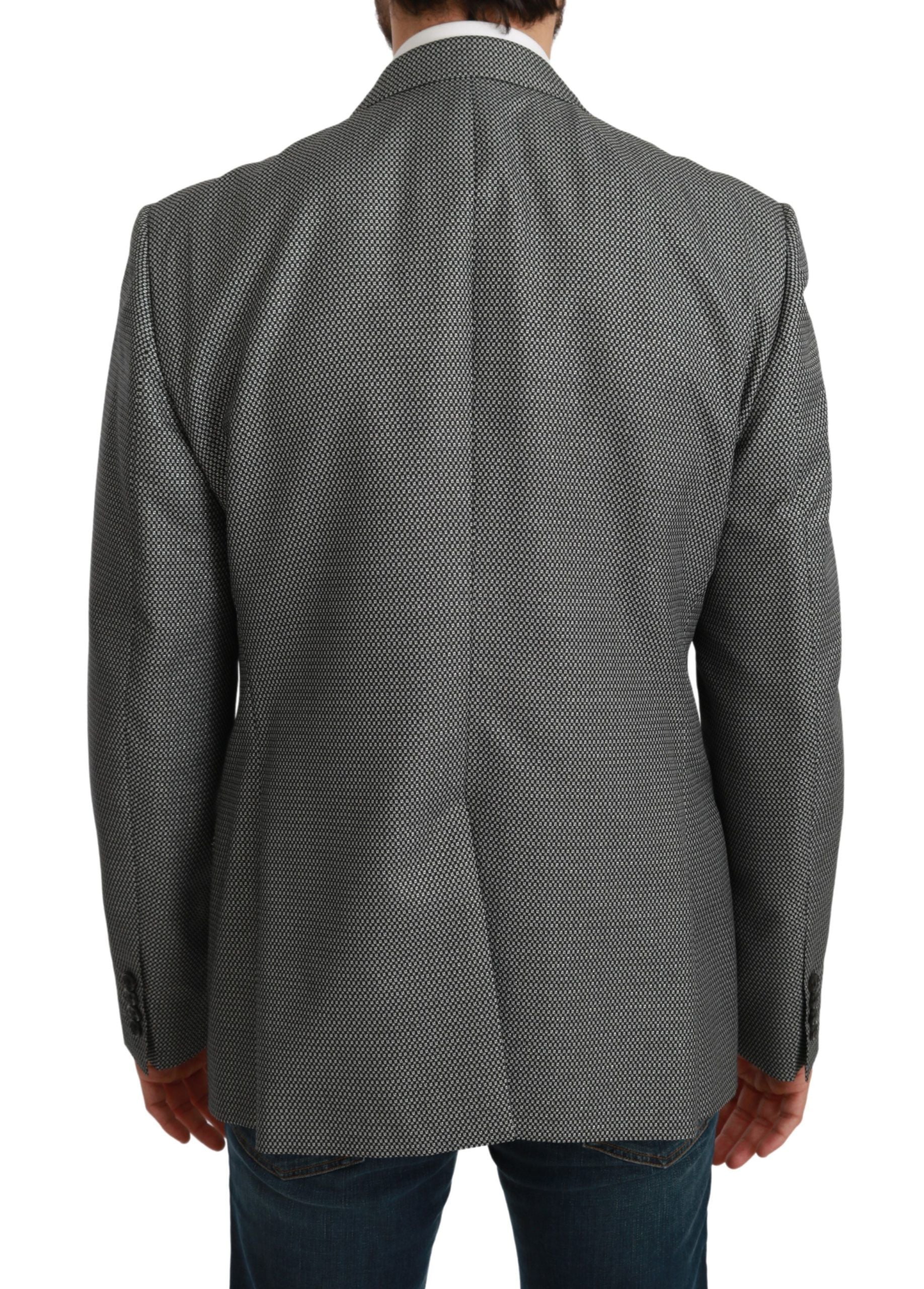 Dolce &amp; Gabbana Elegant Grey Fantasy Pattern Slim Fit Blazer