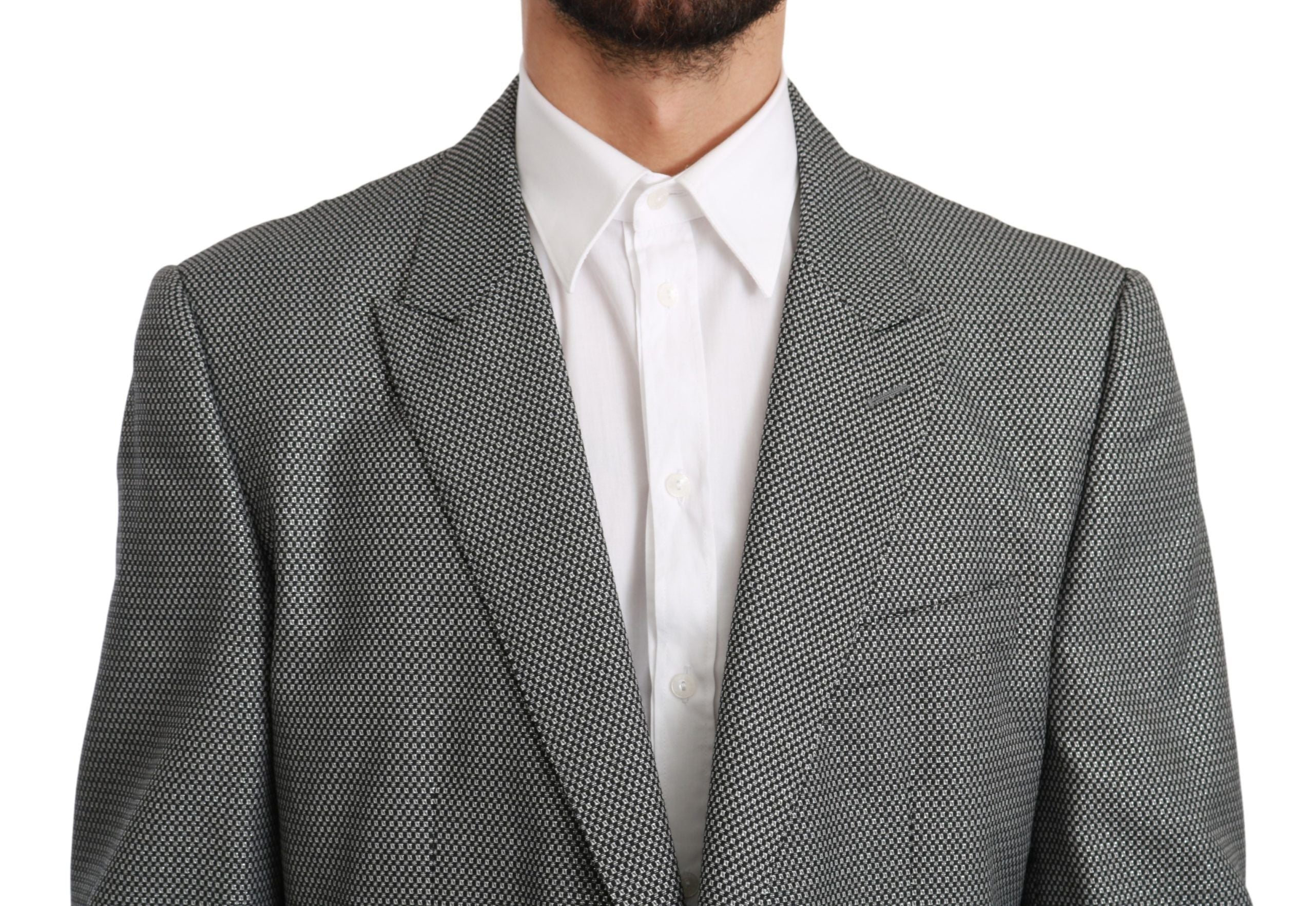 Dolce &amp; Gabbana Elegant Grey Fantasy Pattern Slim Fit Blazer