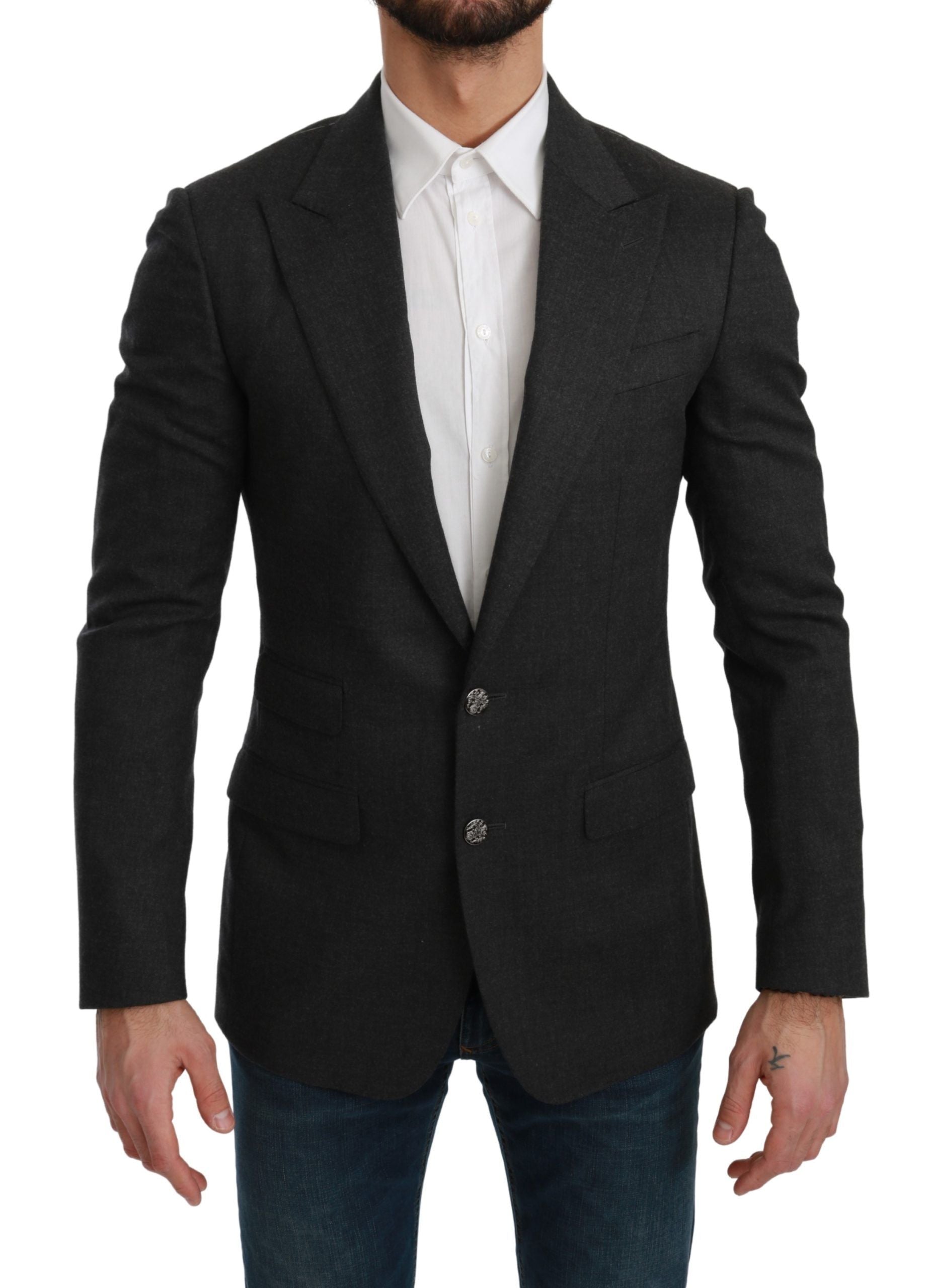 Dolce &amp; Gabbana Elegant Grey Slim Fit Formal Blazer