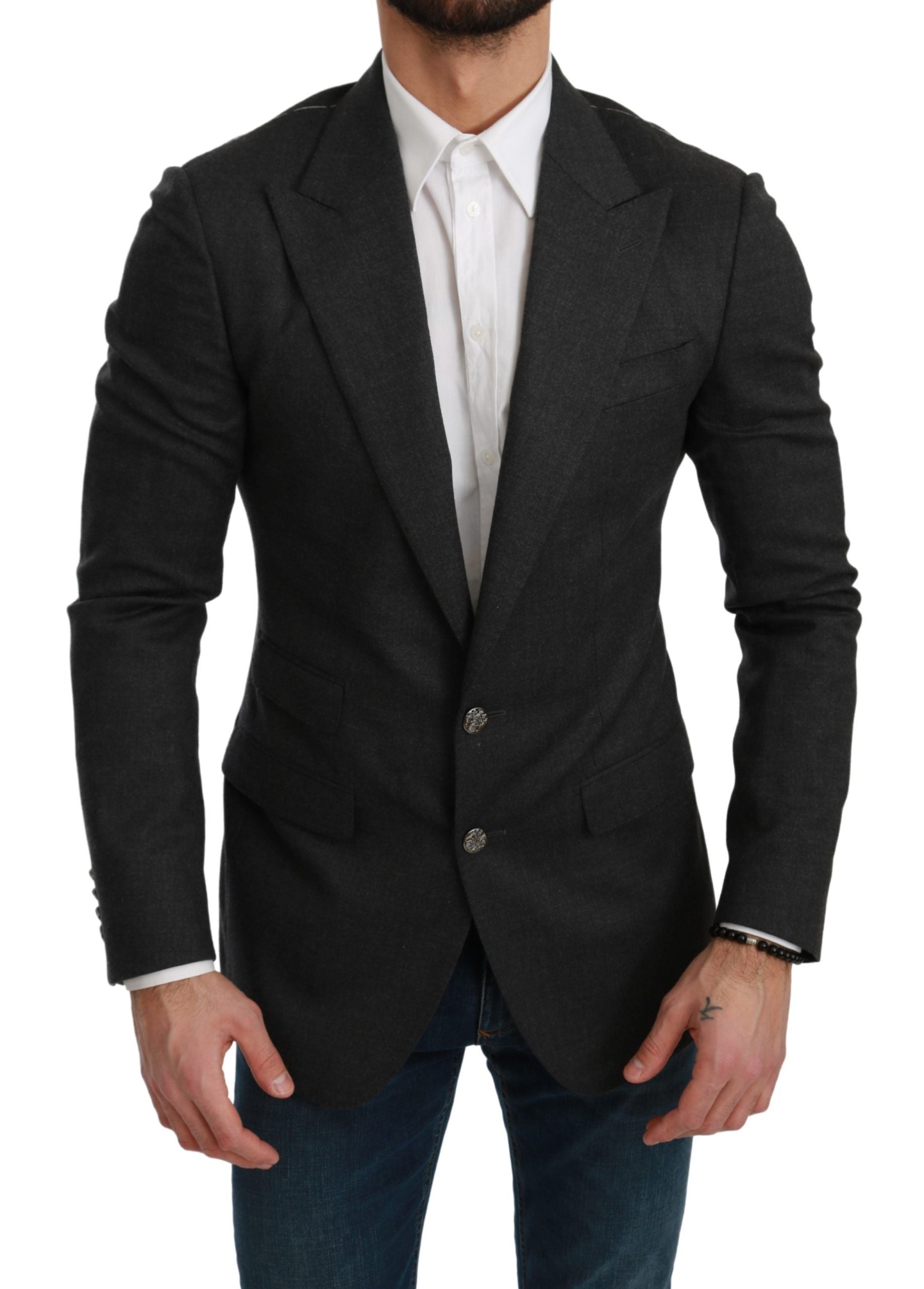 Dolce &amp; Gabbana Elegant Grey Slim Fit Formal Blazer