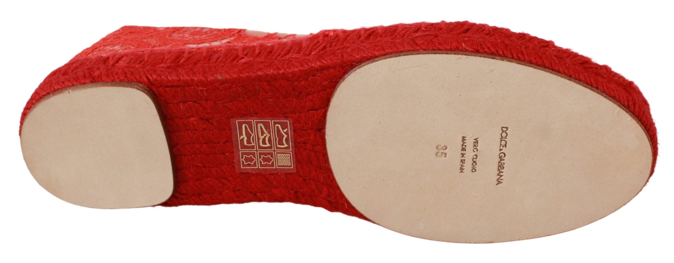 Flat παπούτσια Dolce & Gabbana Red Viscose Espadrilles