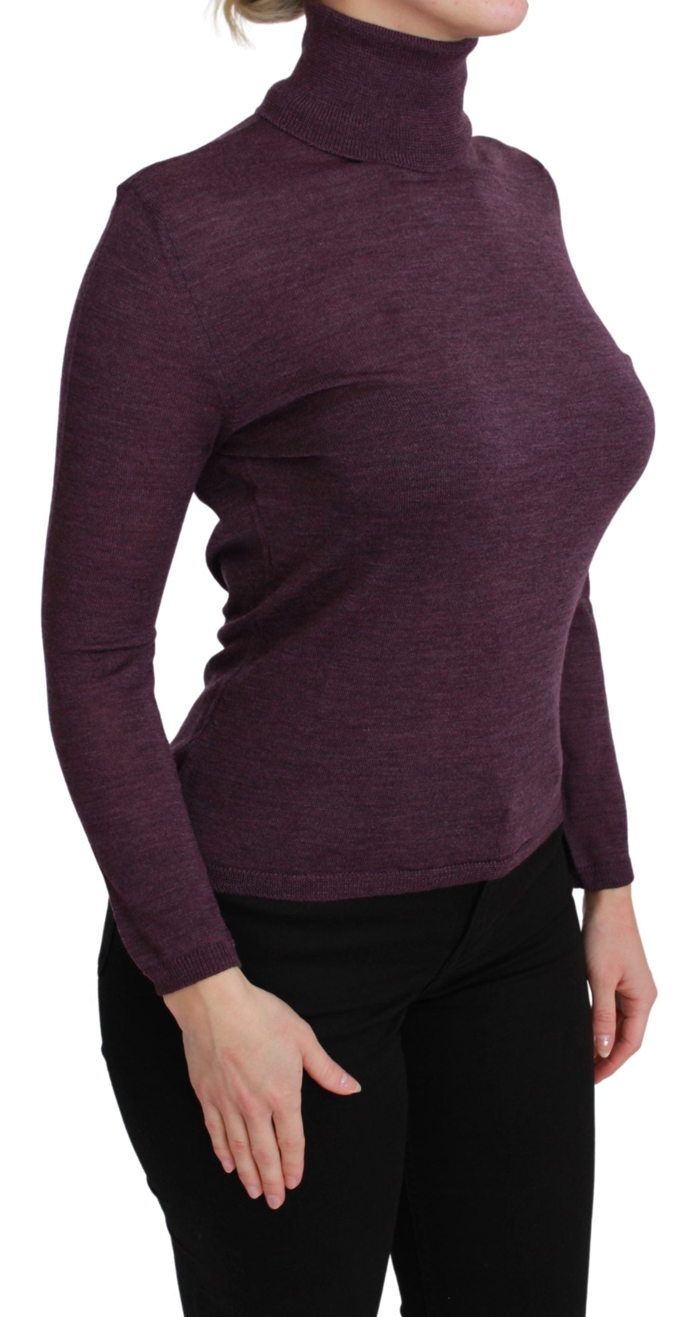 BYBLOS Elegant Turtleneck Wool Sweater in Purple