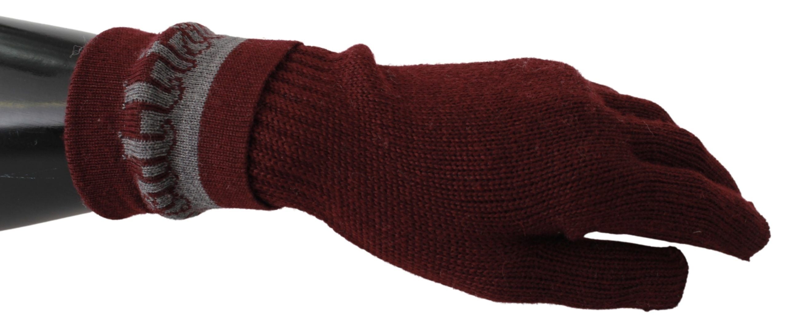 Γάντια σχεδιαστών John Galliano Maroon Wool-Blend