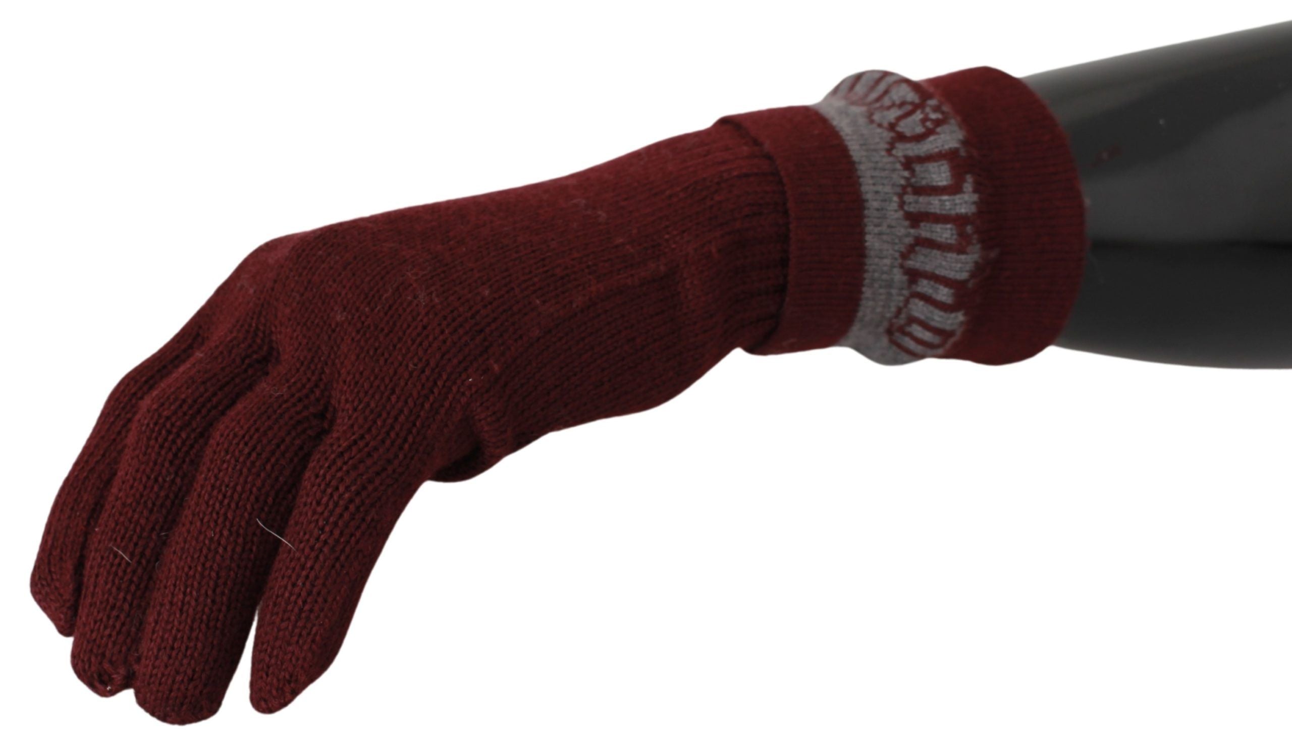 Γάντια σχεδιαστών John Galliano Maroon Wool-Blend