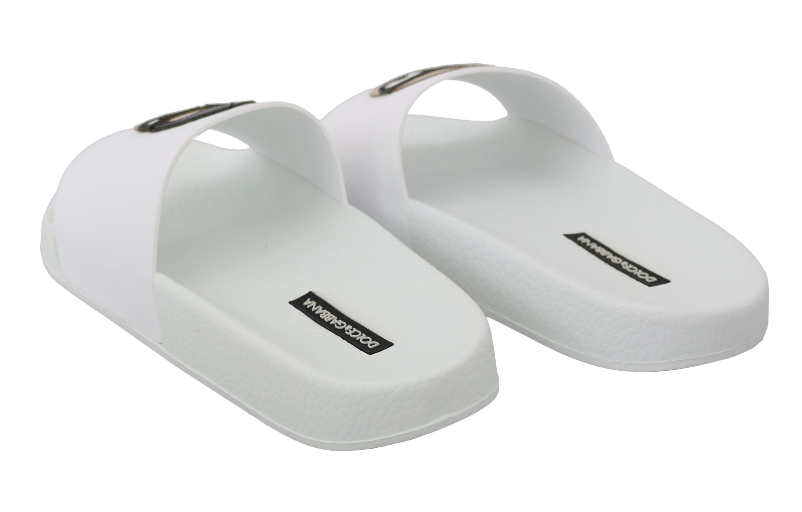 Dolce &amp; Gabbana Chic White Slide Sandals - Luxury Summer Footwear