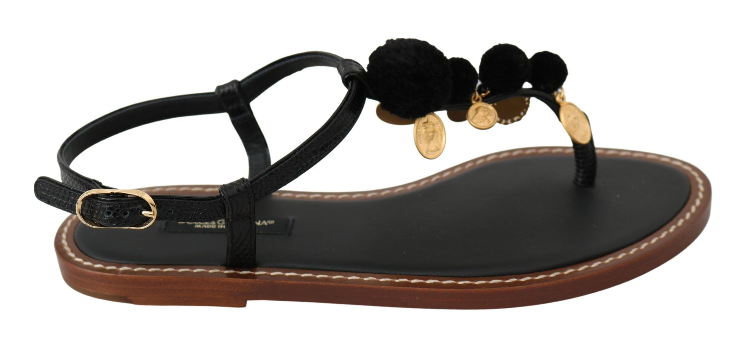 Dolce &amp; Gabbana Pom Pom Flip Flop Flats με λουράκια αστραγάλου