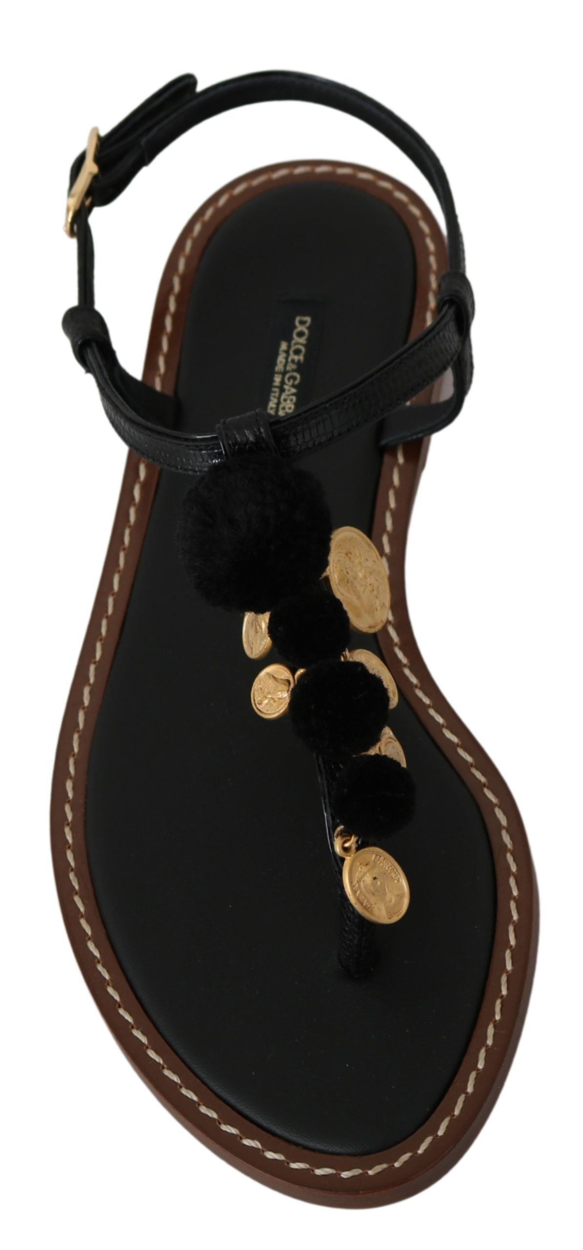 Dolce &amp; Gabbana Pom Pom Flip Flop Flats με λουράκια αστραγάλου