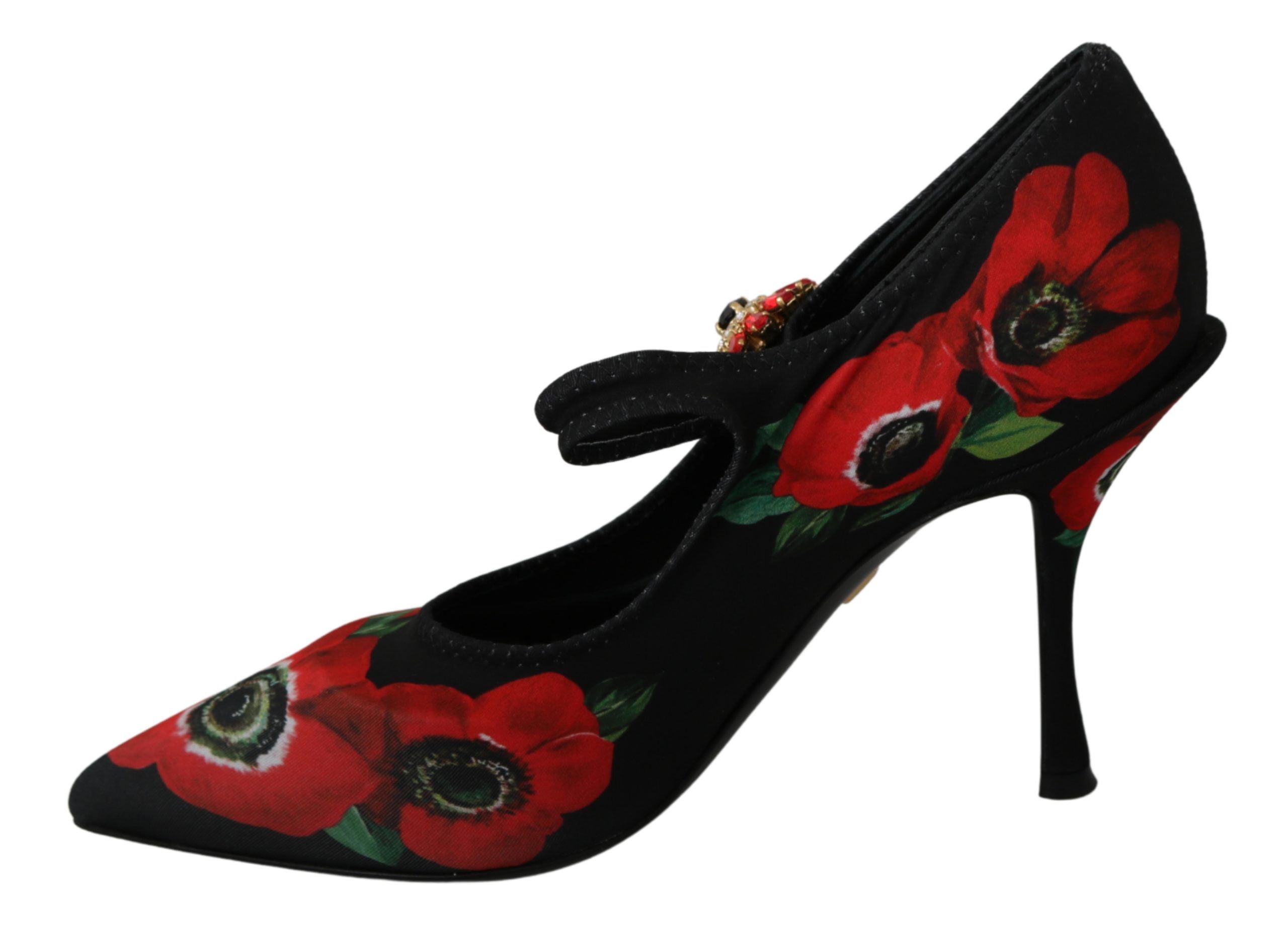 Αντλίες Dolce &amp; Gabbana Floral Mary Janes με κρυστάλλινη λεπτομέρεια