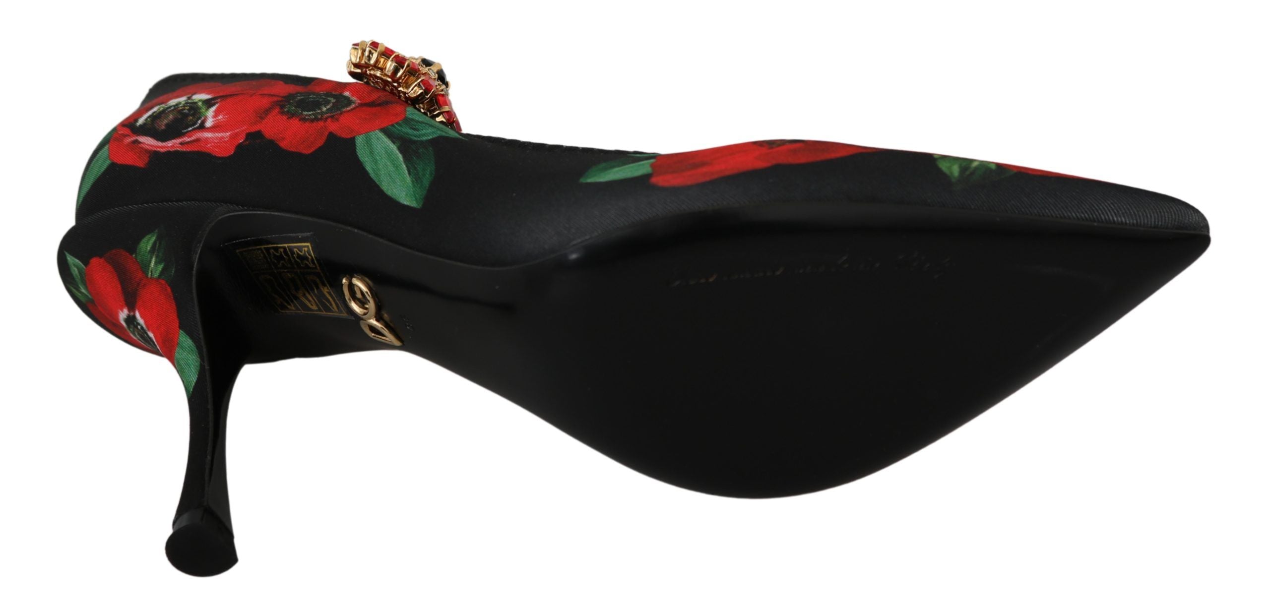 Αντλίες Dolce &amp; Gabbana Floral Mary Janes με κρυστάλλινη λεπτομέρεια