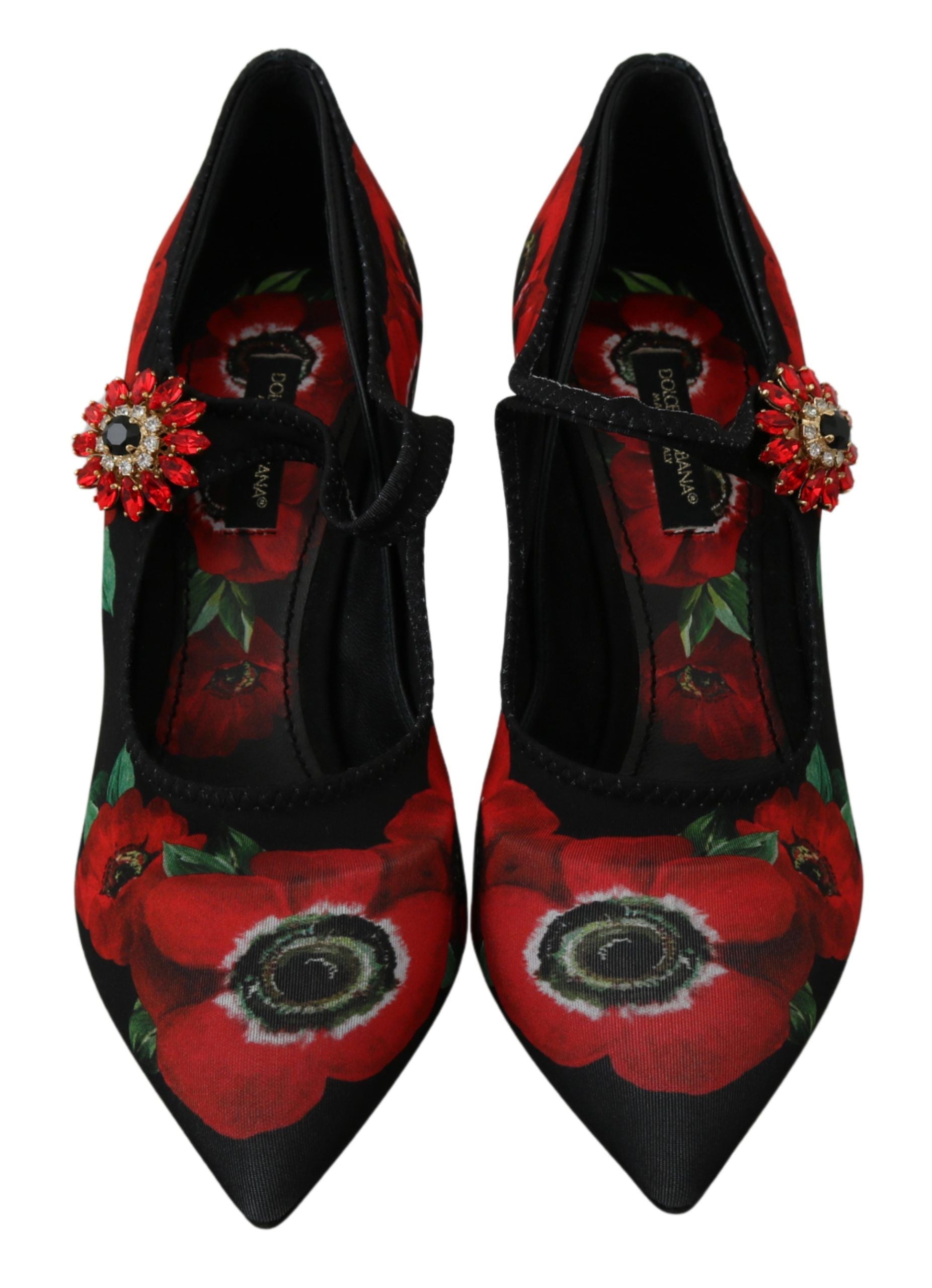 Αντλίες Dolce &amp; Gabbana Floral Mary Janes με κρυστάλλινη λεπτομέρεια