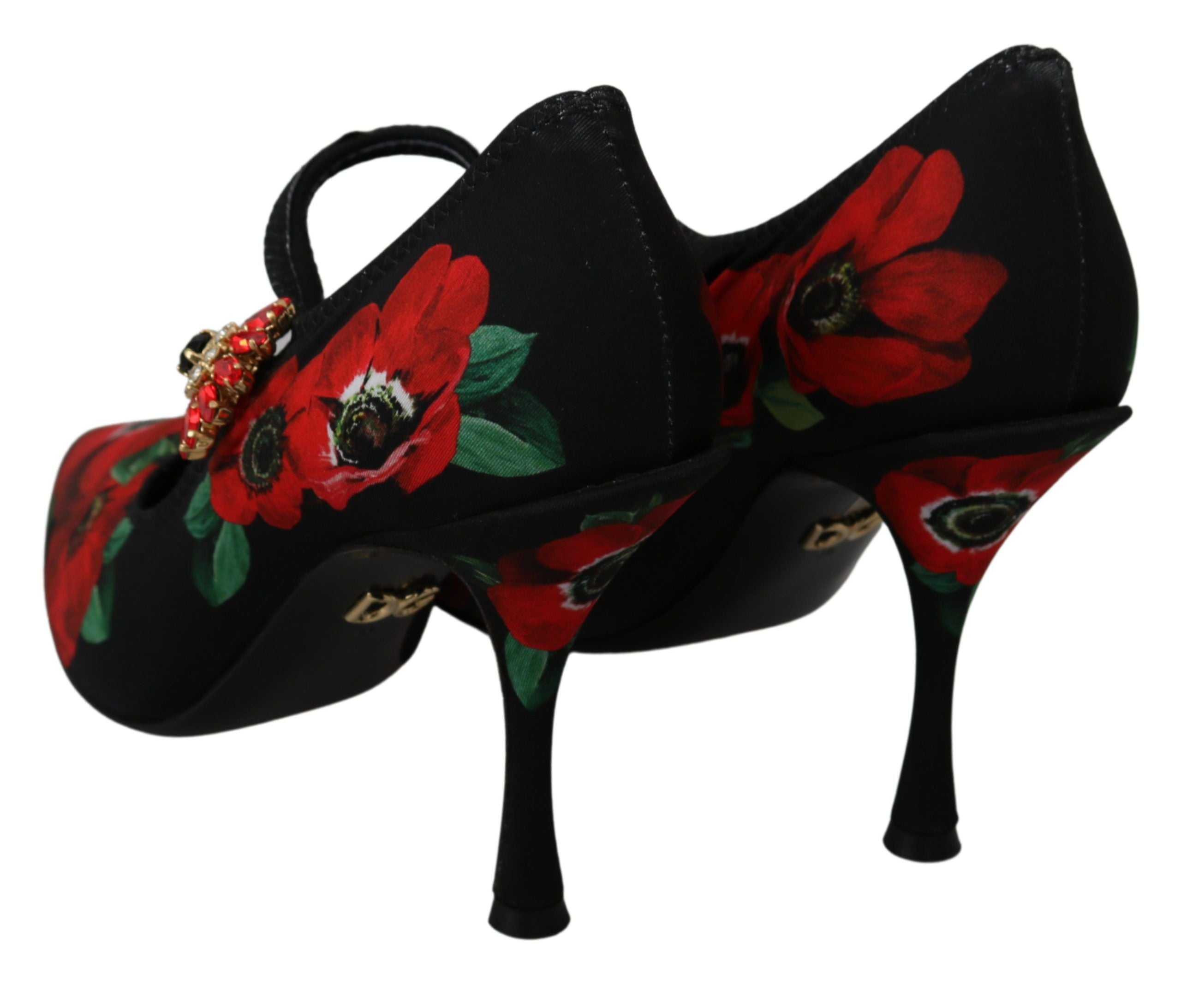 Αντλίες Dolce &amp; Gabbana Floral Mary Janes με κρυστάλλινη λεπτομέρεια