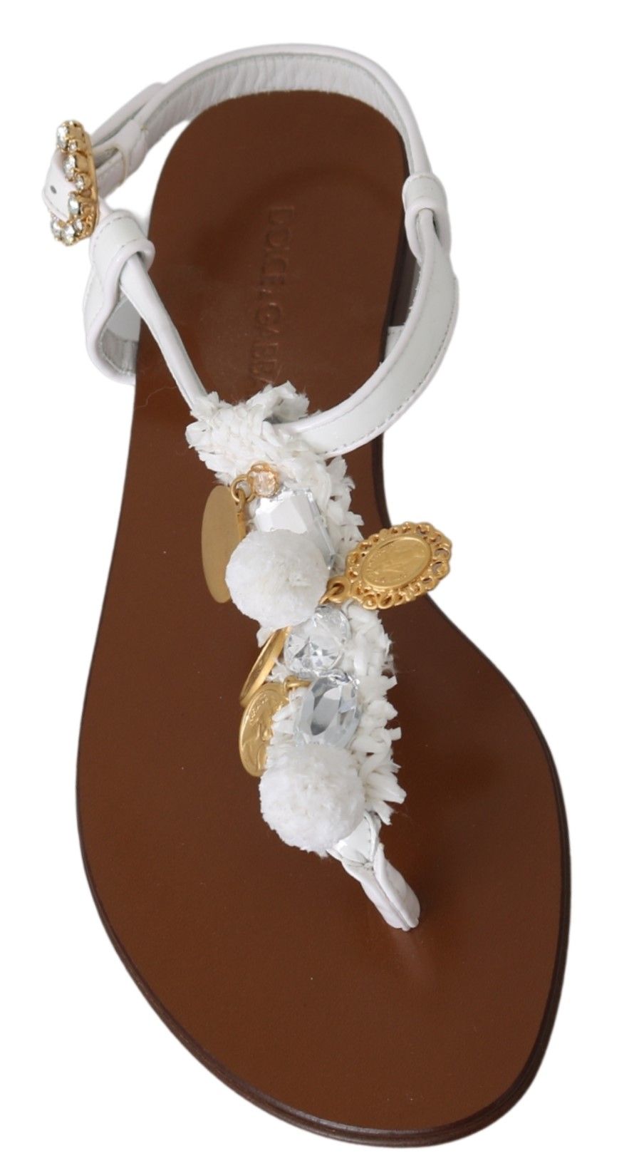 Dolce &amp; Gabbana Pom Pom Flip Flop Flats με λουράκια αστραγάλου