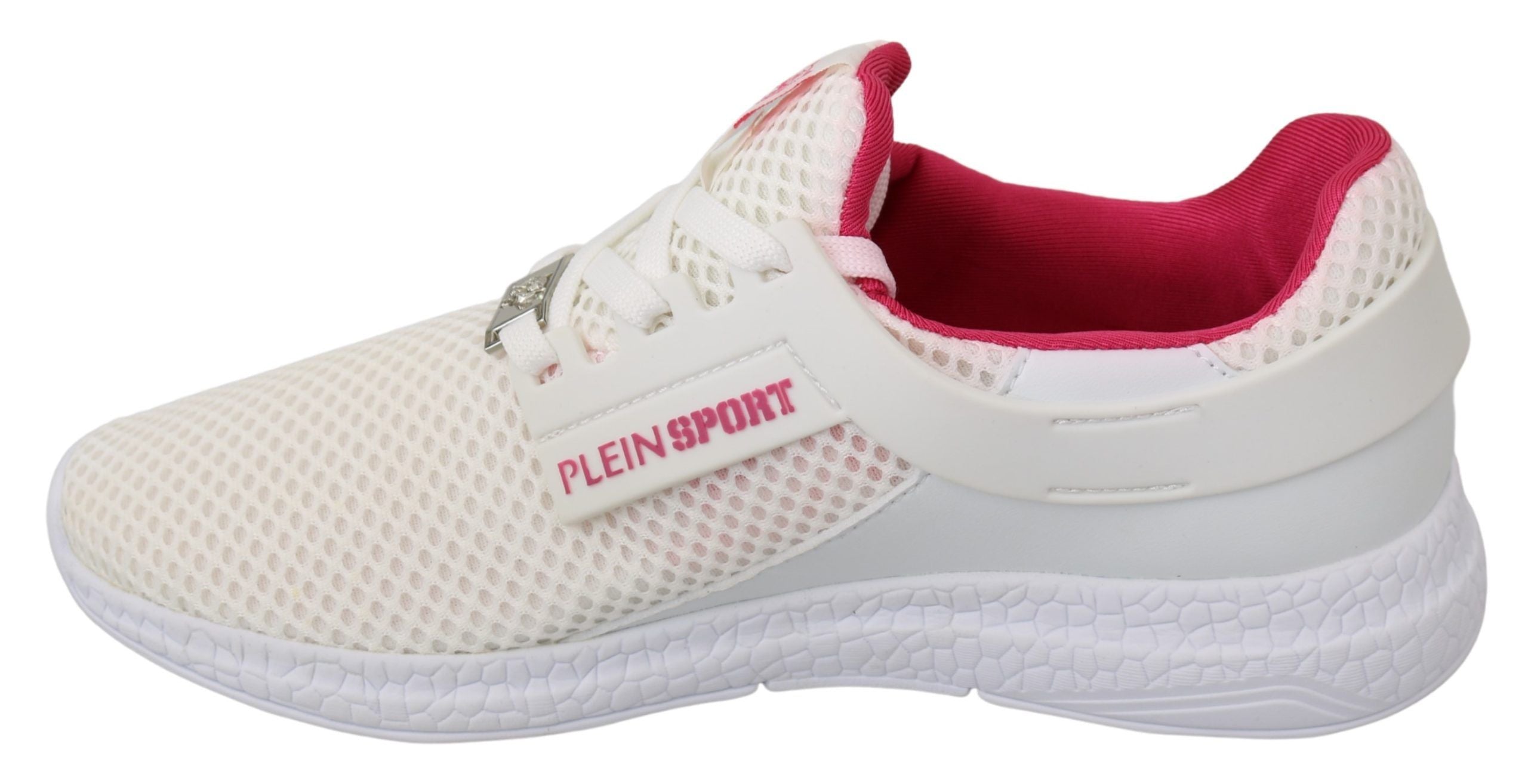 Philipp Plein Chic White Becky Sneakers με ροζ τόνους