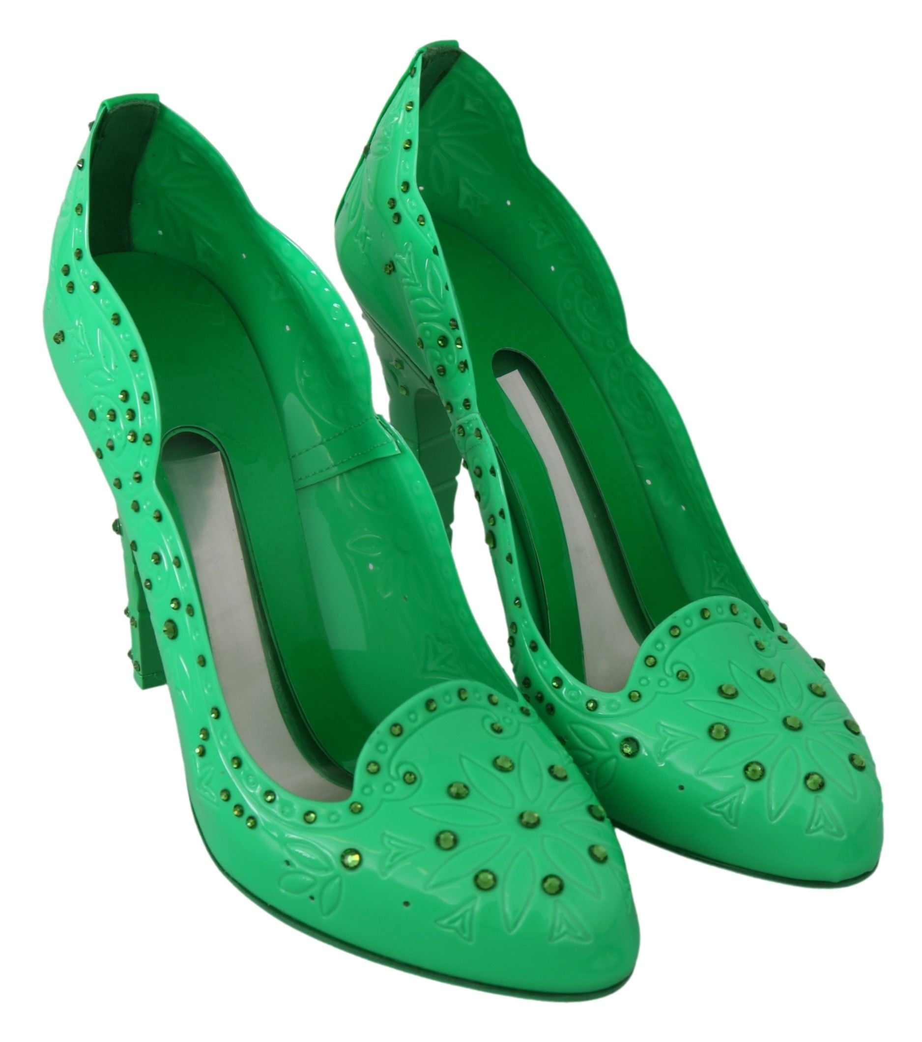 Dolce &amp; Gabbana Enchanting Crystal Cinderella Pumps in Lush Green