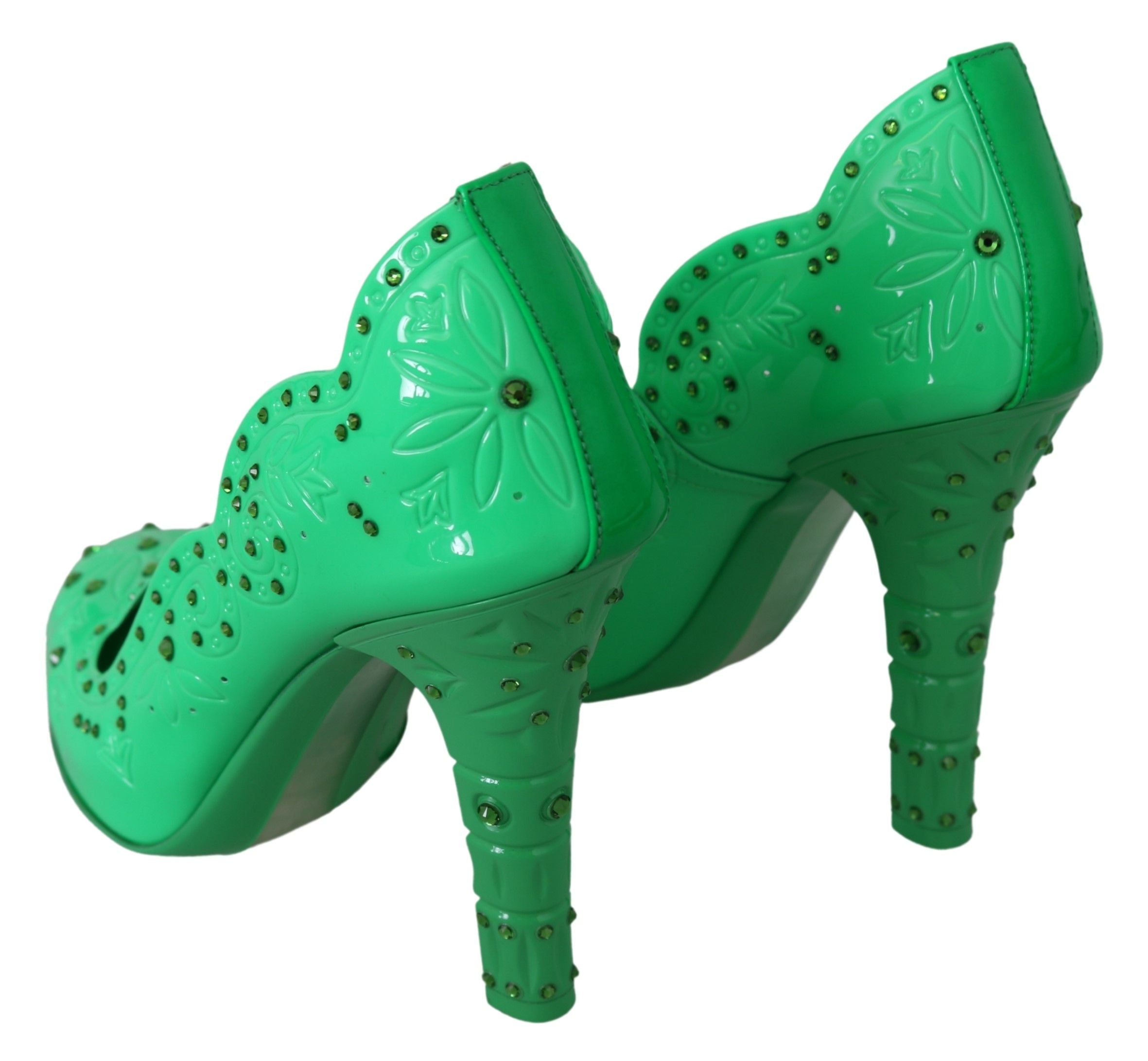 Dolce &amp; Gabbana Enchanting Crystal Cinderella Pumps in Lush Green