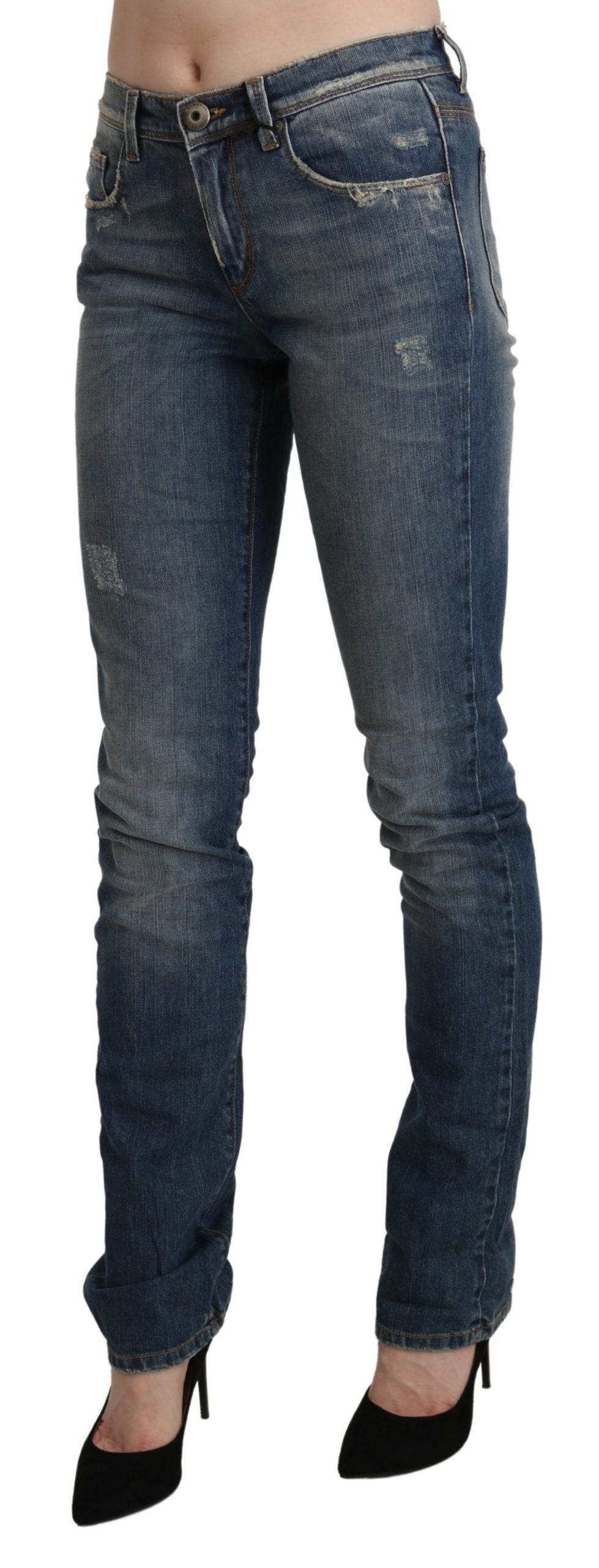 Ermanno Scervino Chic Mid Waist Skinny Denim σε μπλε Washed