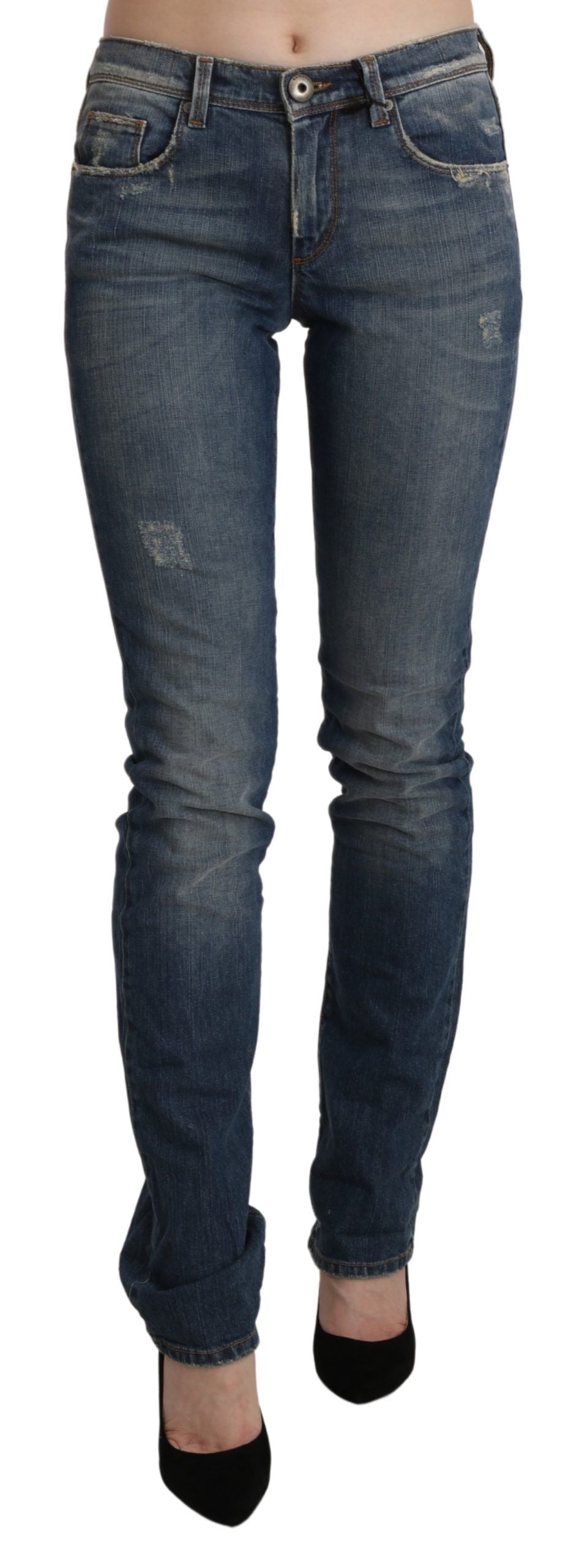 Ermanno Scervino Chic Mid Waist Skinny Denim σε μπλε Washed