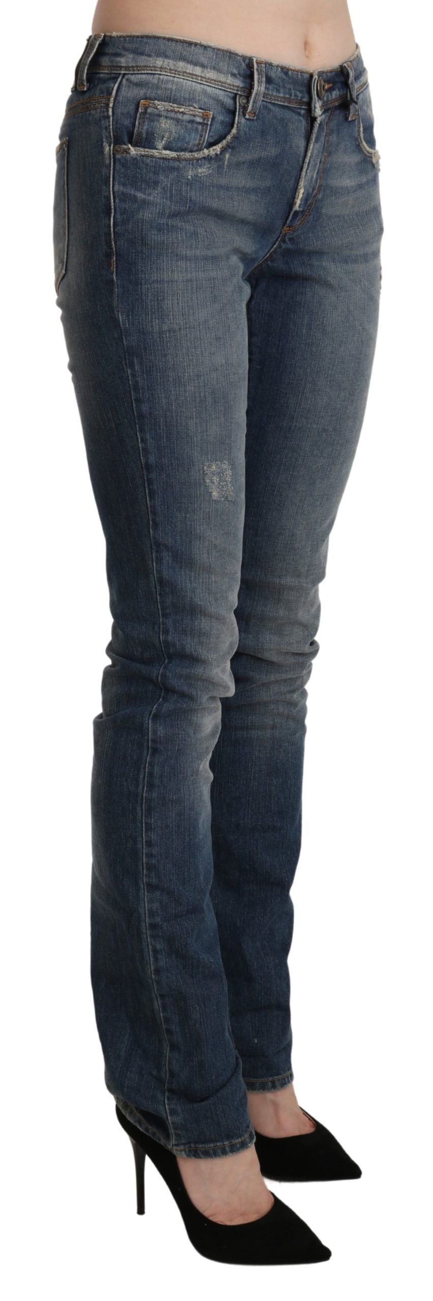 Ermanno Scervino Chic Mid Waist Skinny Denim σε μπλε Washed