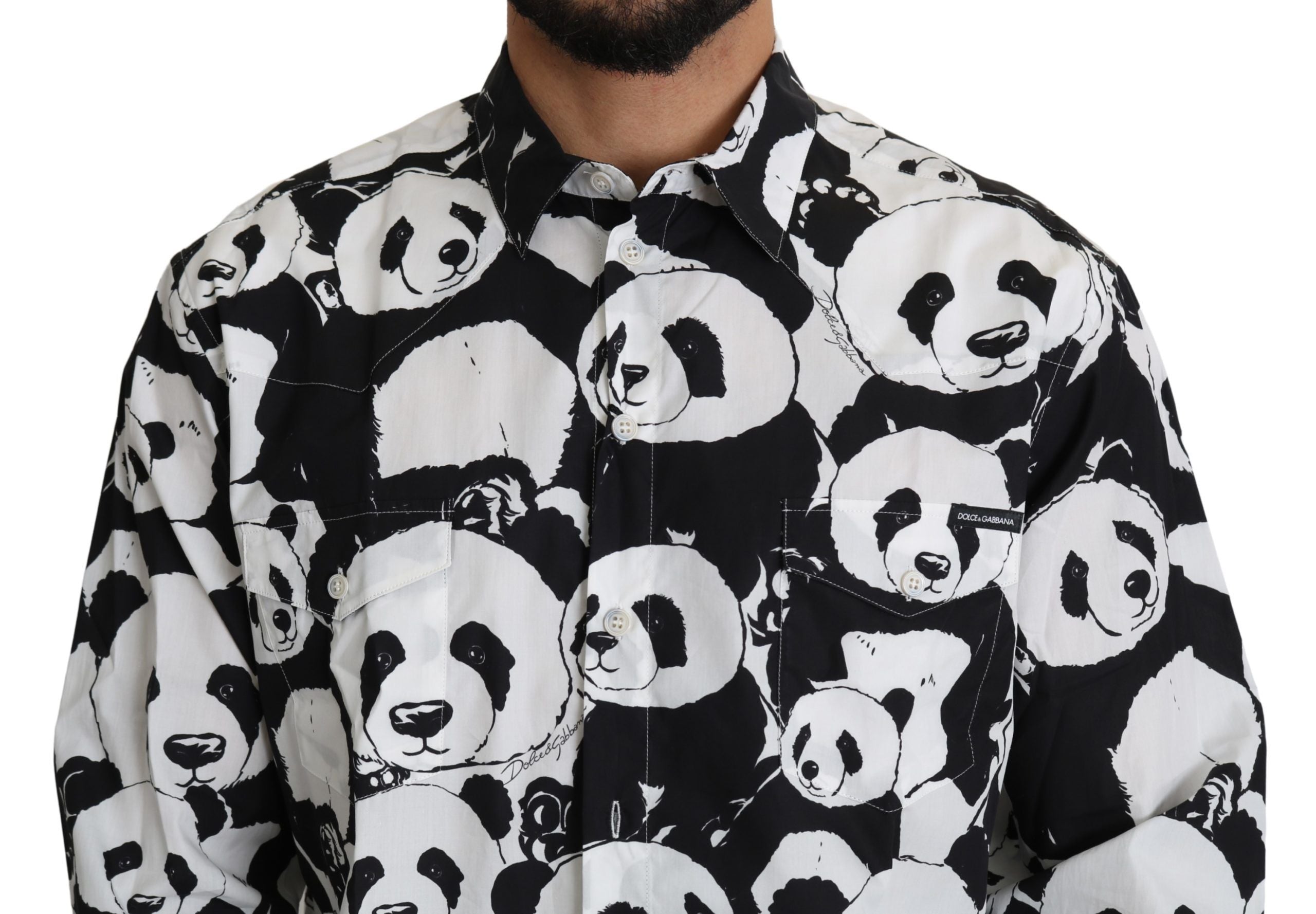 Πουκάμισο Dolce &amp; Gabbana Panda Print Pure Cotton - Μαύρο Λευκό