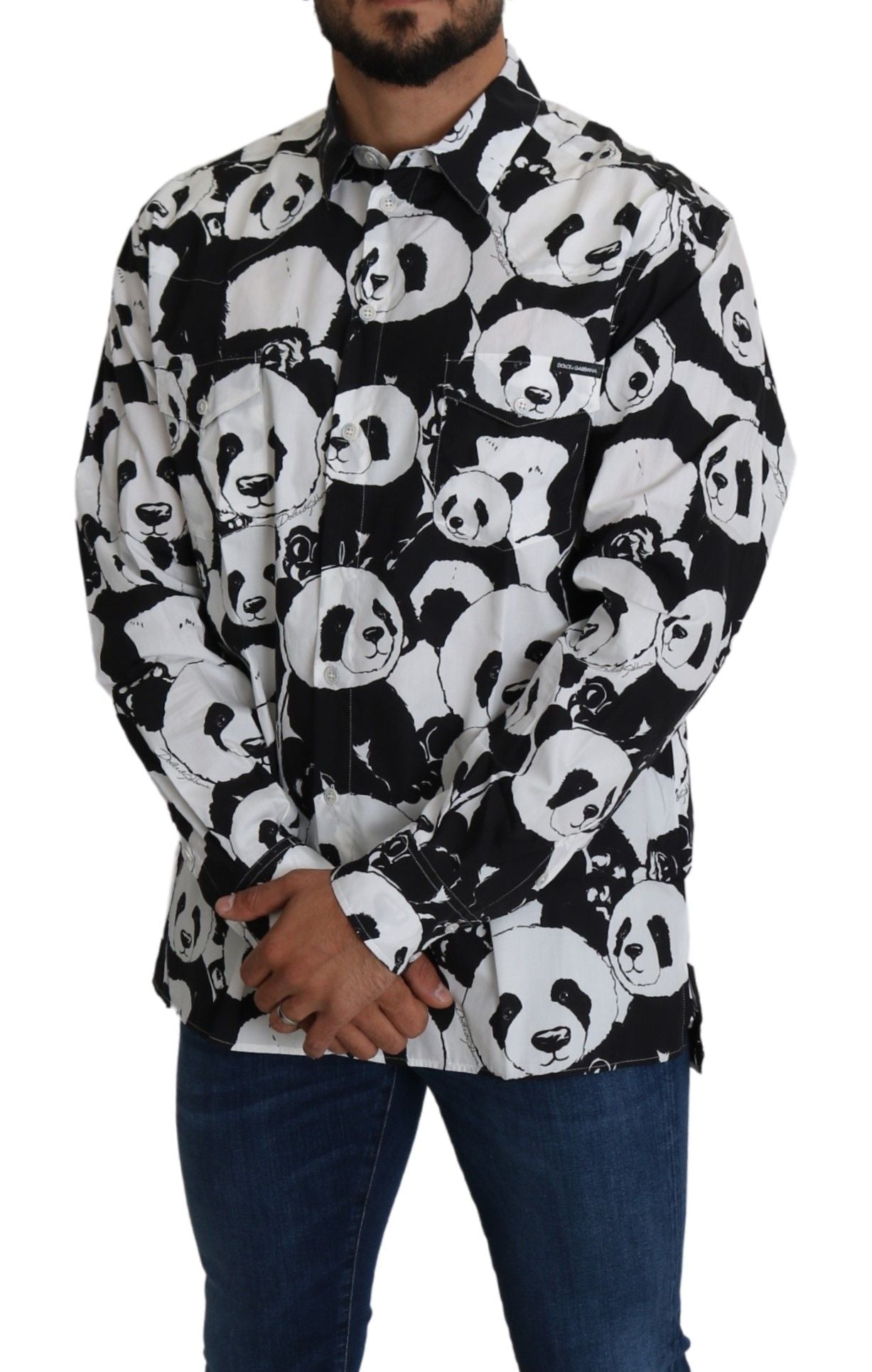 Πουκάμισο Dolce &amp; Gabbana Panda Print Pure Cotton - Μαύρο Λευκό