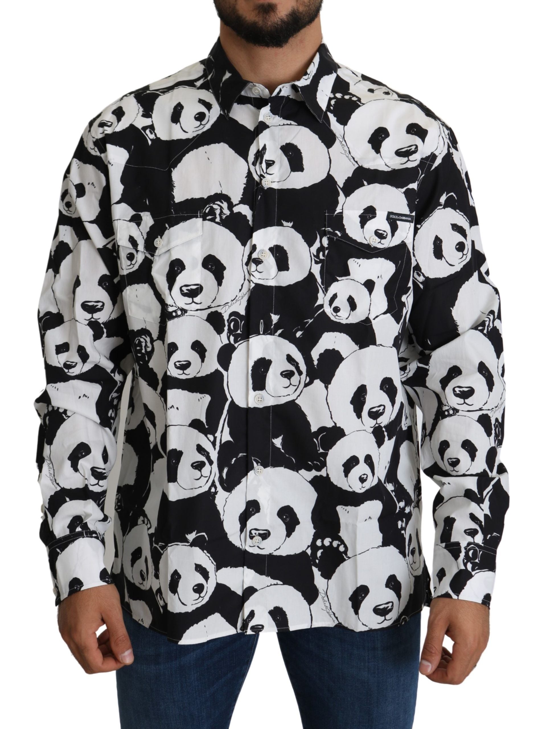 Πουκάμισο Dolce &amp; Gabbana Panda Print Pure Cotton - Μαύρο Λευκό