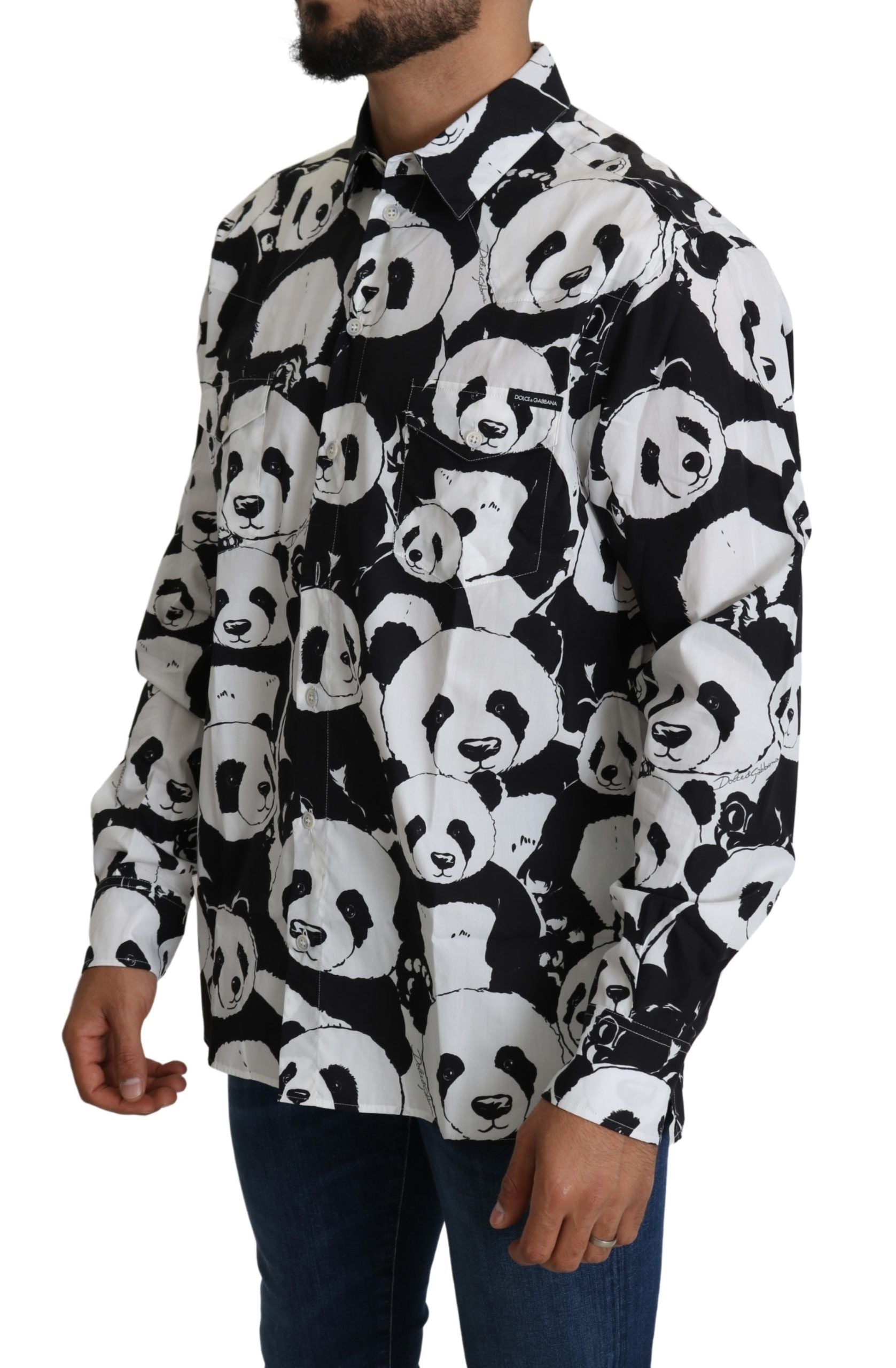 Πουκάμισο Dolce &amp; Gabbana Panda Print Pure Cotton - Μαύρο Λευκό